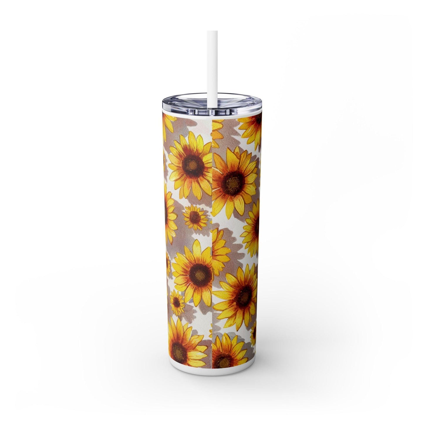 Vaso delgado con pajita, 20 oz | "Vaso flaco de girasol"