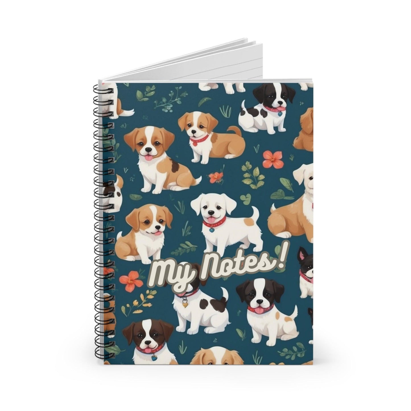 Paw-some Puppy Spiral Notebook | Note-taking, journaling, sketching, perfect as a gift for dog fans, students and professionals. - Cosmic Creations by Karen