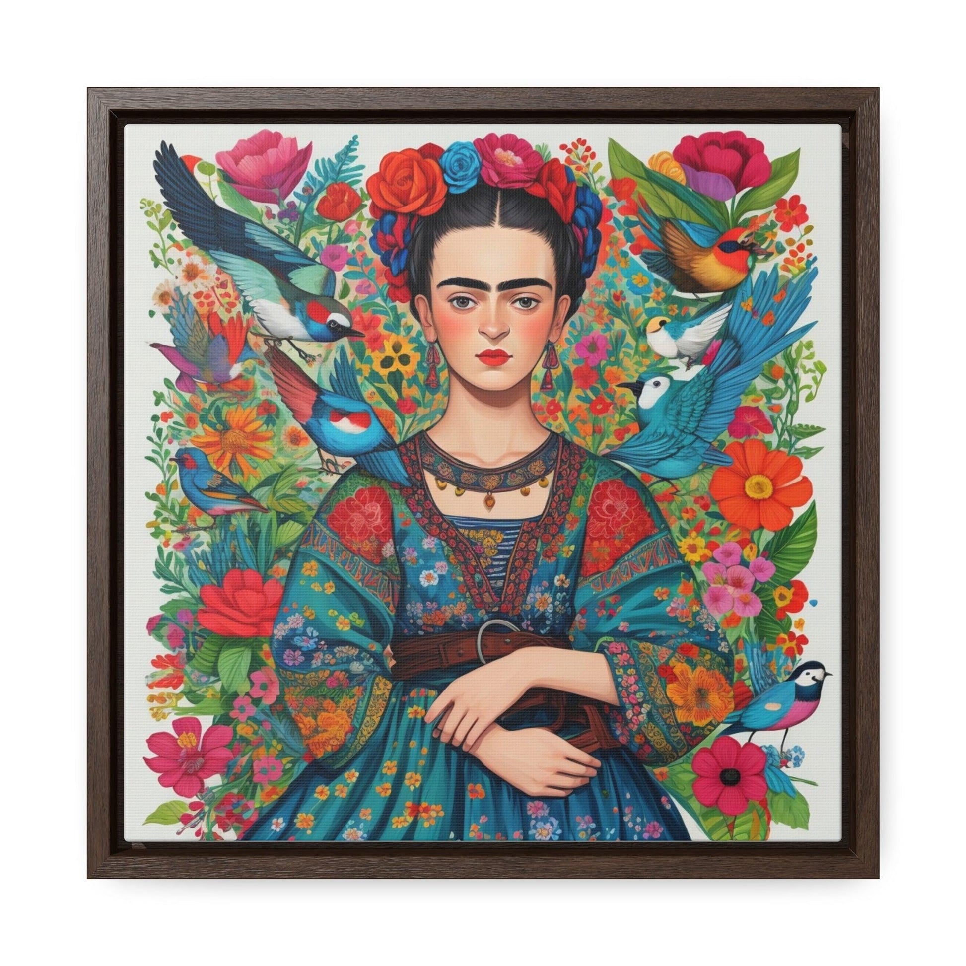 Frida Kahlo Inspired Vibrant Gallery Wrapped Canvas - Colorful Art Print - Cosmic Creations by Karen