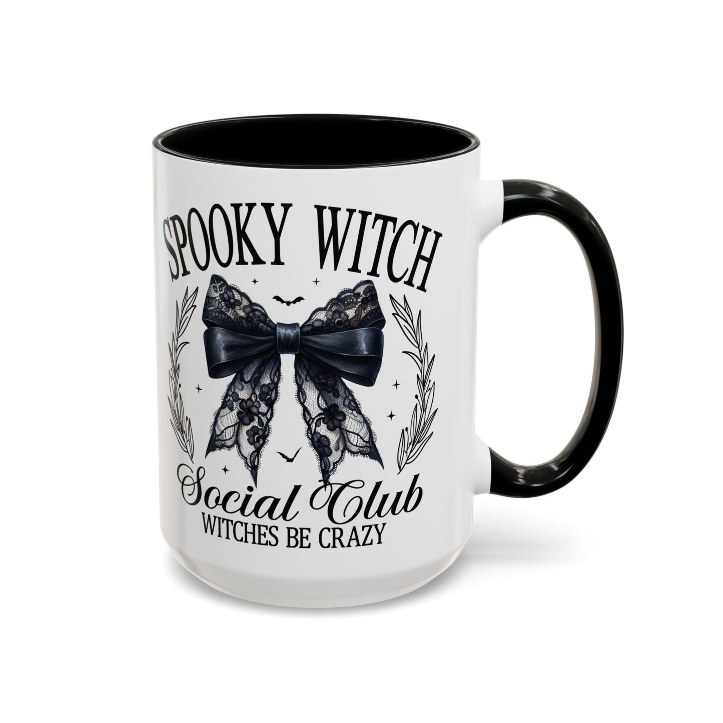 Halloween Accent Coffee Mug (11, 15oz) - "Spooky Witch, Social Club"