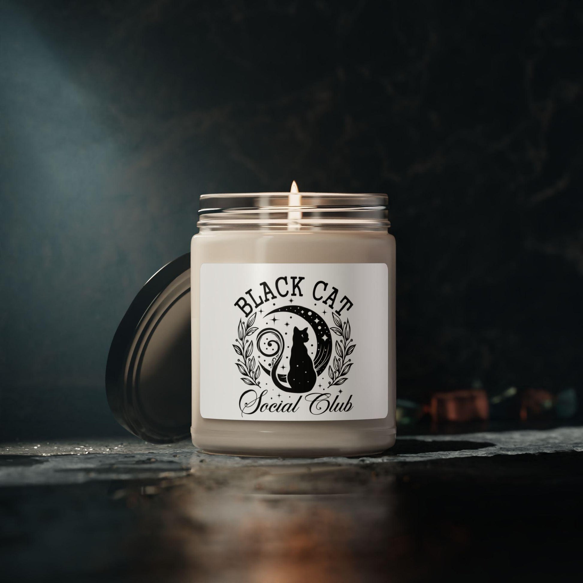 Black Cat Social Club Scented Candle (White) - Cosmic Creations by Karen