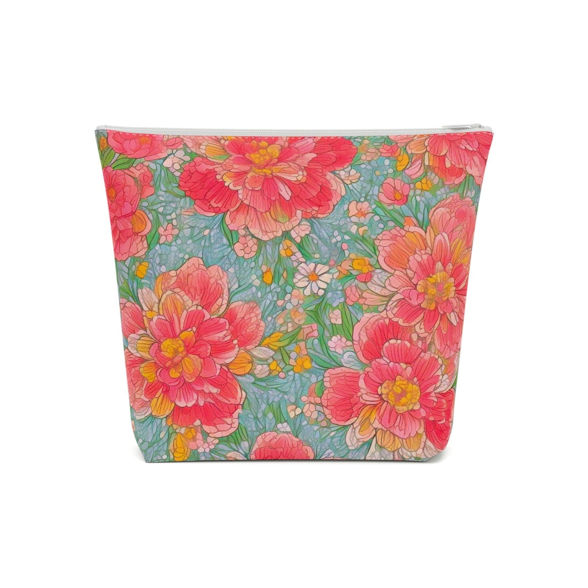 Colorful Floral Cotton Cosmetic Bag Vibrant and Stylish Makeup Bag, Perfect for Personal Use & Gifts - Cosmic Creations by Karen