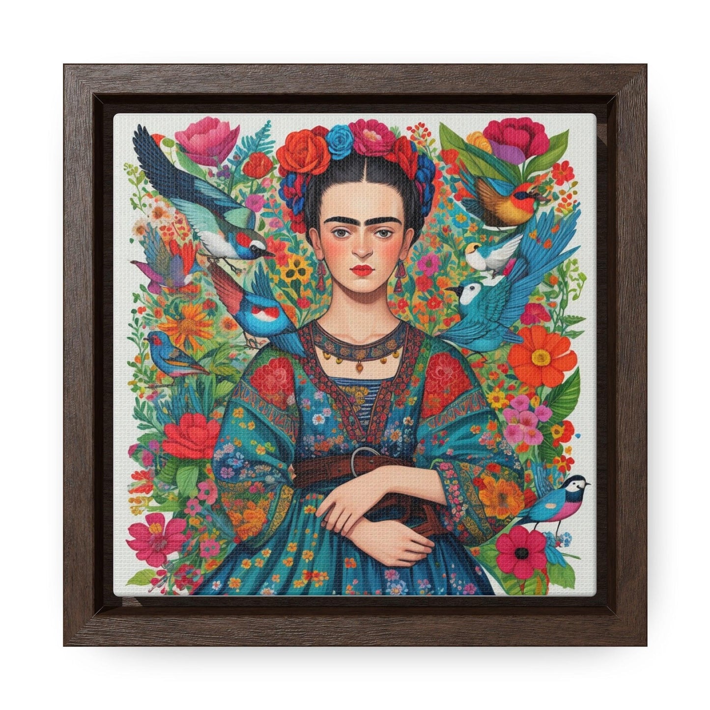 Frida Kahlo Inspired Vibrant Gallery Wrapped Canvas - Colorful Art Print - Cosmic Creations by Karen