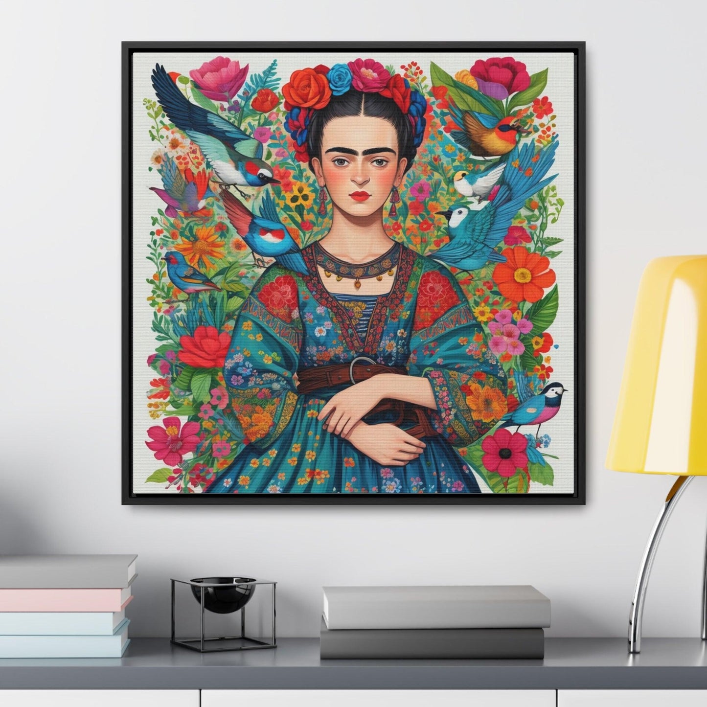 Frida Kahlo Inspired Vibrant Gallery Wrapped Canvas - Colorful Art Print - Cosmic Creations by Karen