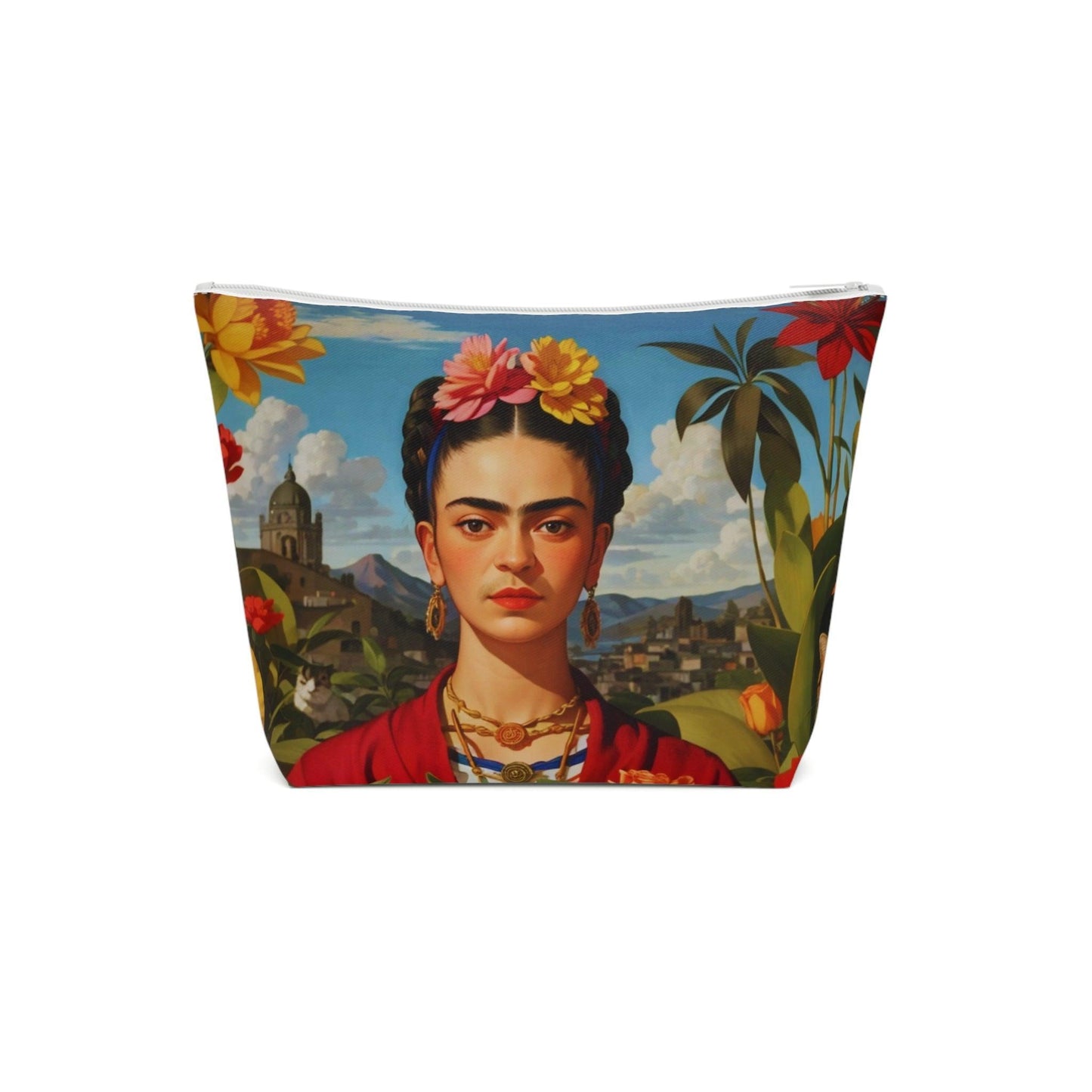 Colorful Frida Kahlo Inspired Cotton Cosmetic Bag Vibrant Design, Perfect for Travel & Gifts - Cosmic Creations by Karen