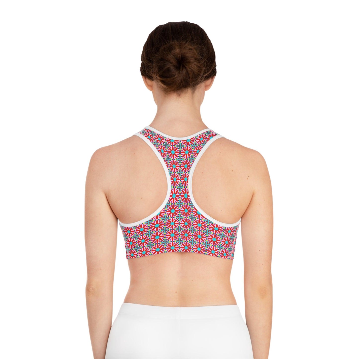 Sports Bra for yoga and other sports with colorful designs - Cosmic Creations by Karen