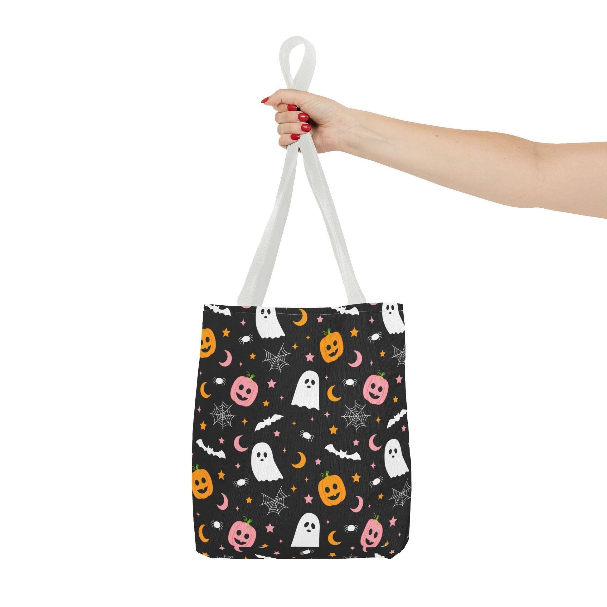 Ghosts & Pumpkins Black Tote Bag - Cosmic Creations by Karen