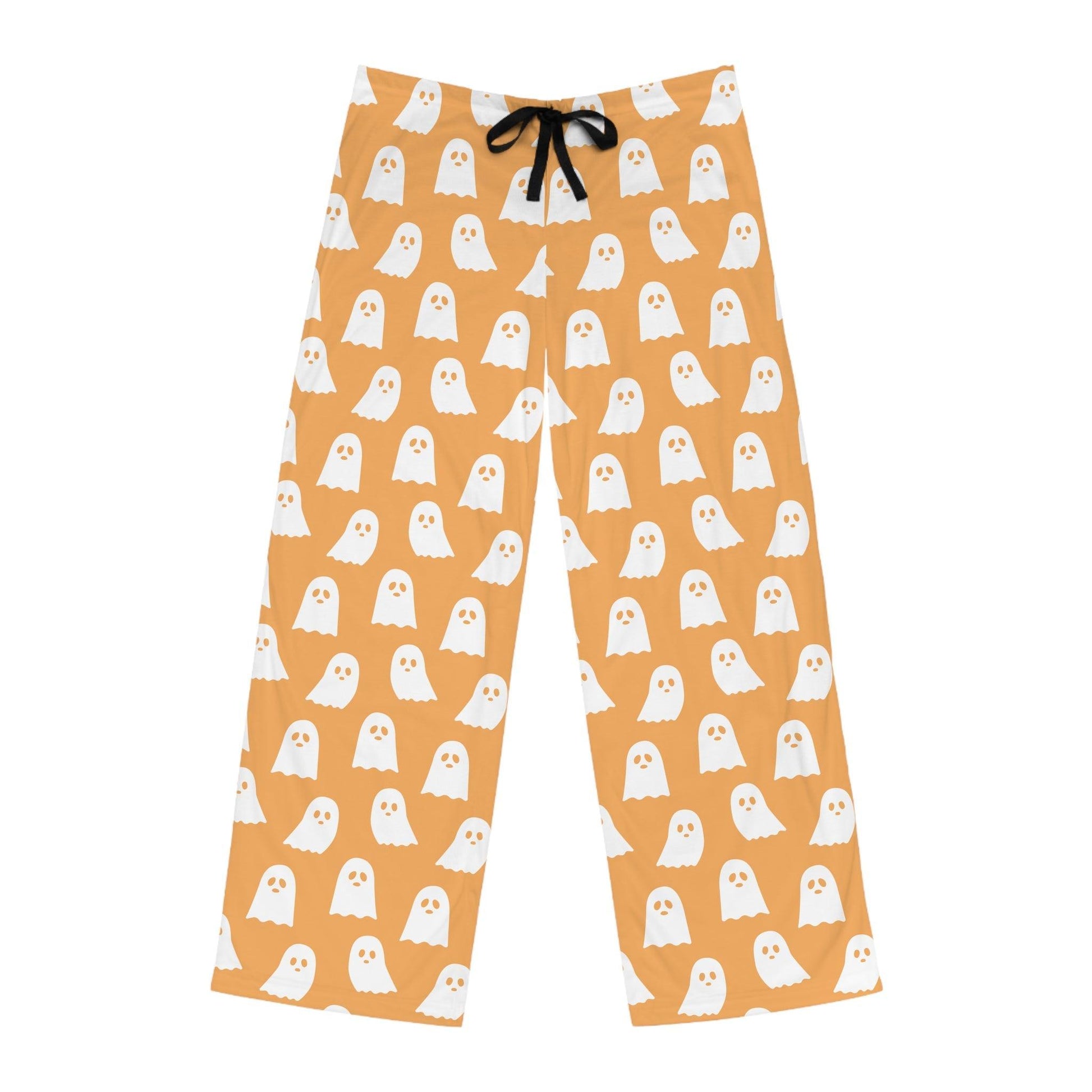 Orange Ghost Pajama Pants for Men - Cosmic Creations by Karen