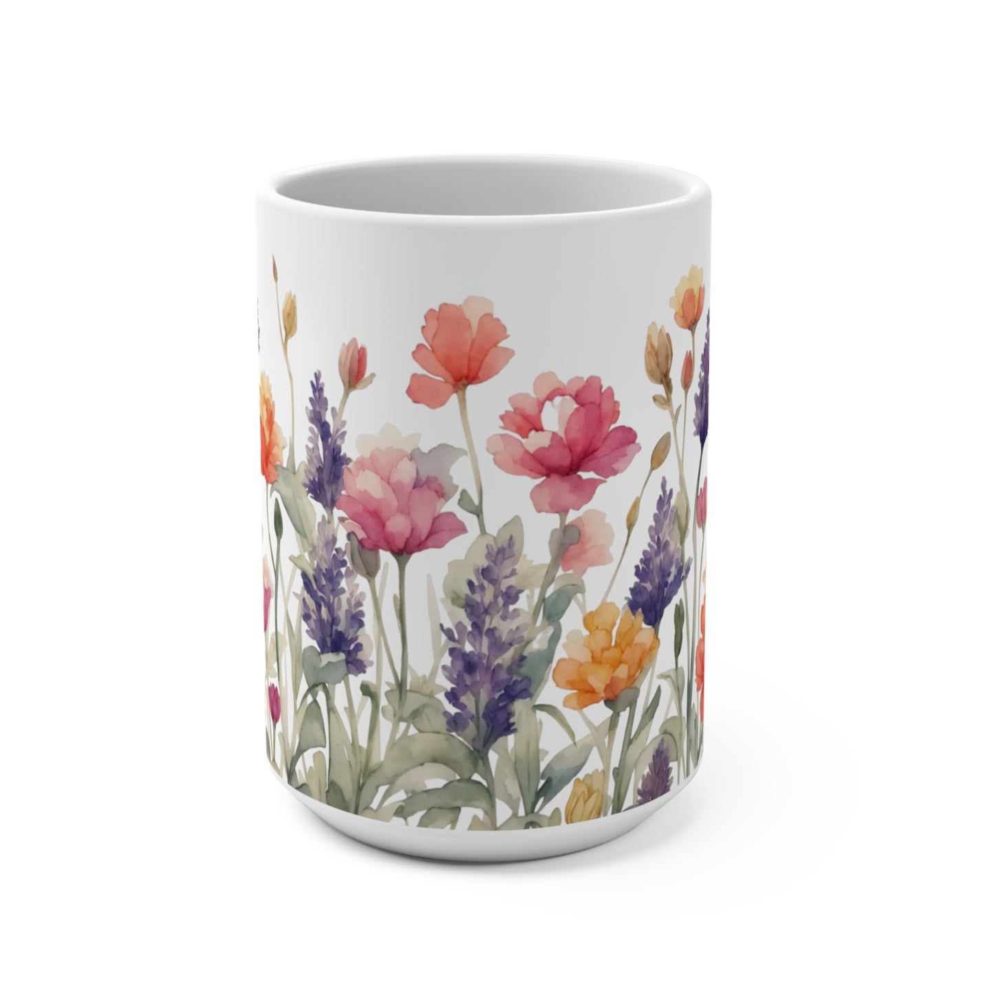 Mugs 15 oz with stunning watercolor floral motifs