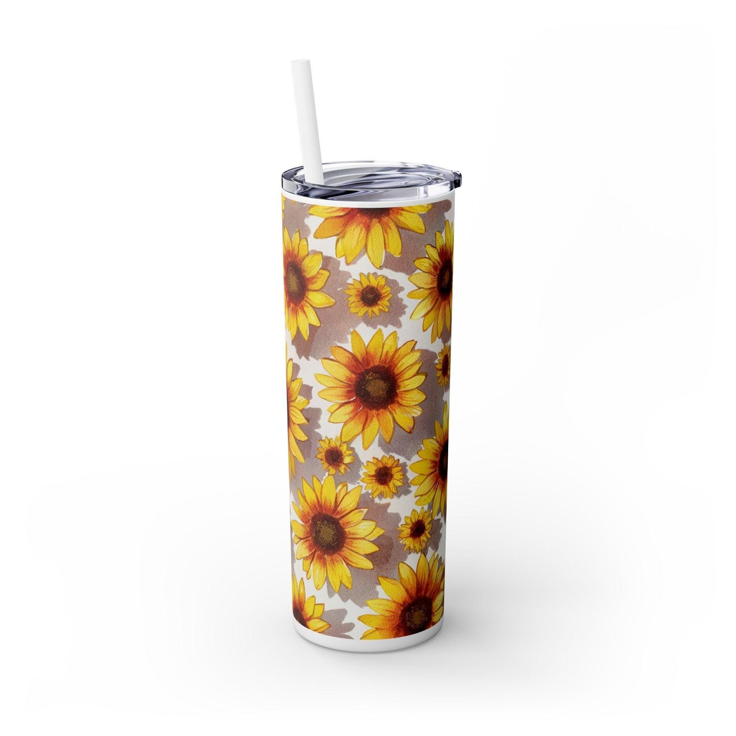 Vaso delgado con pajita, 20 oz | "Vaso flaco de girasol"