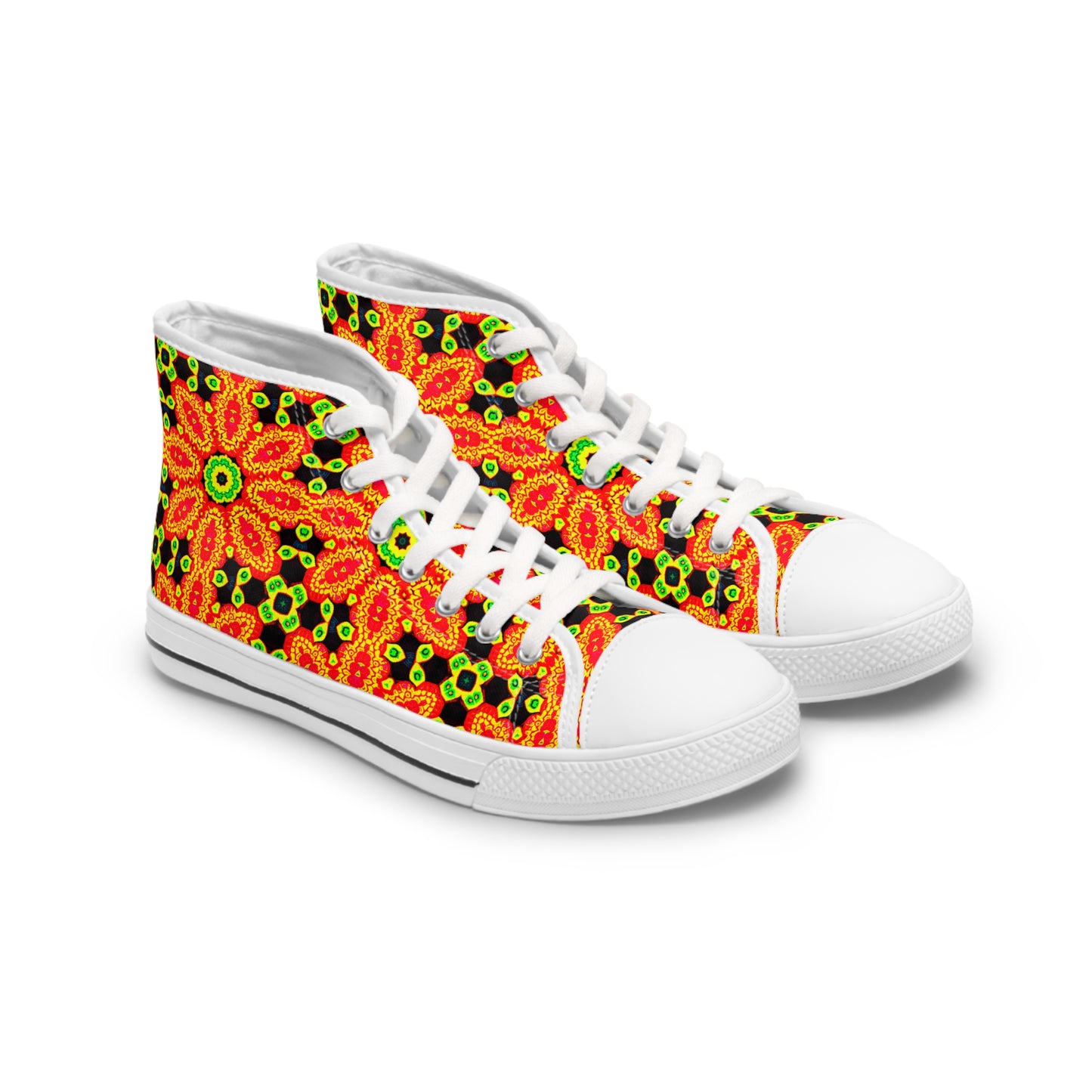 Awesome Orange Flowers Design High Top Sneakers