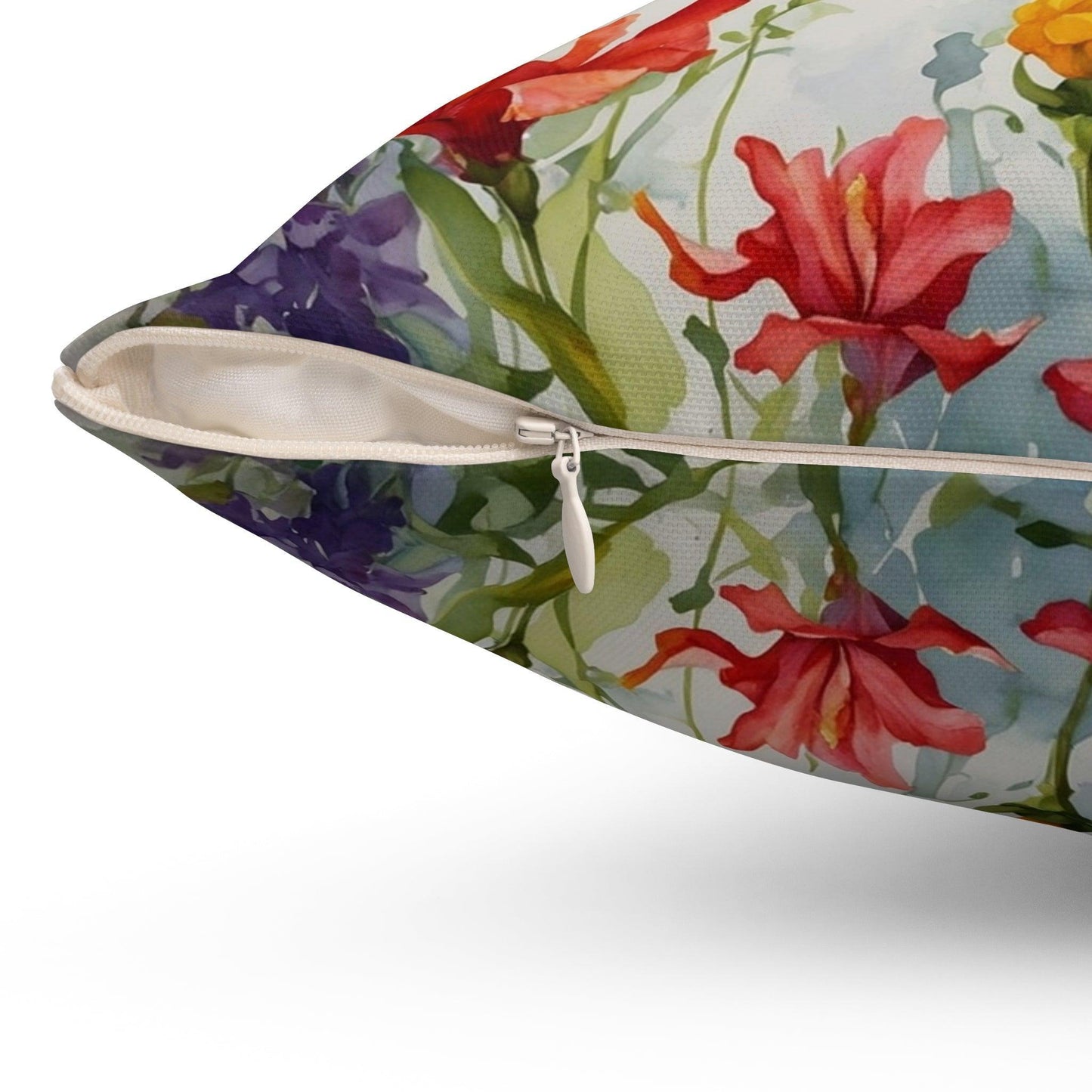 "Hummingbird Harmony - Floral and Hummingbird Cushion"