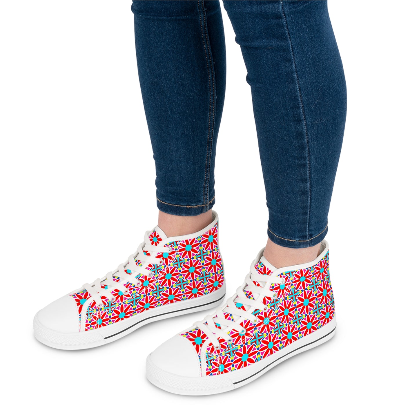 Awesome Flower Design High Top Sneakers