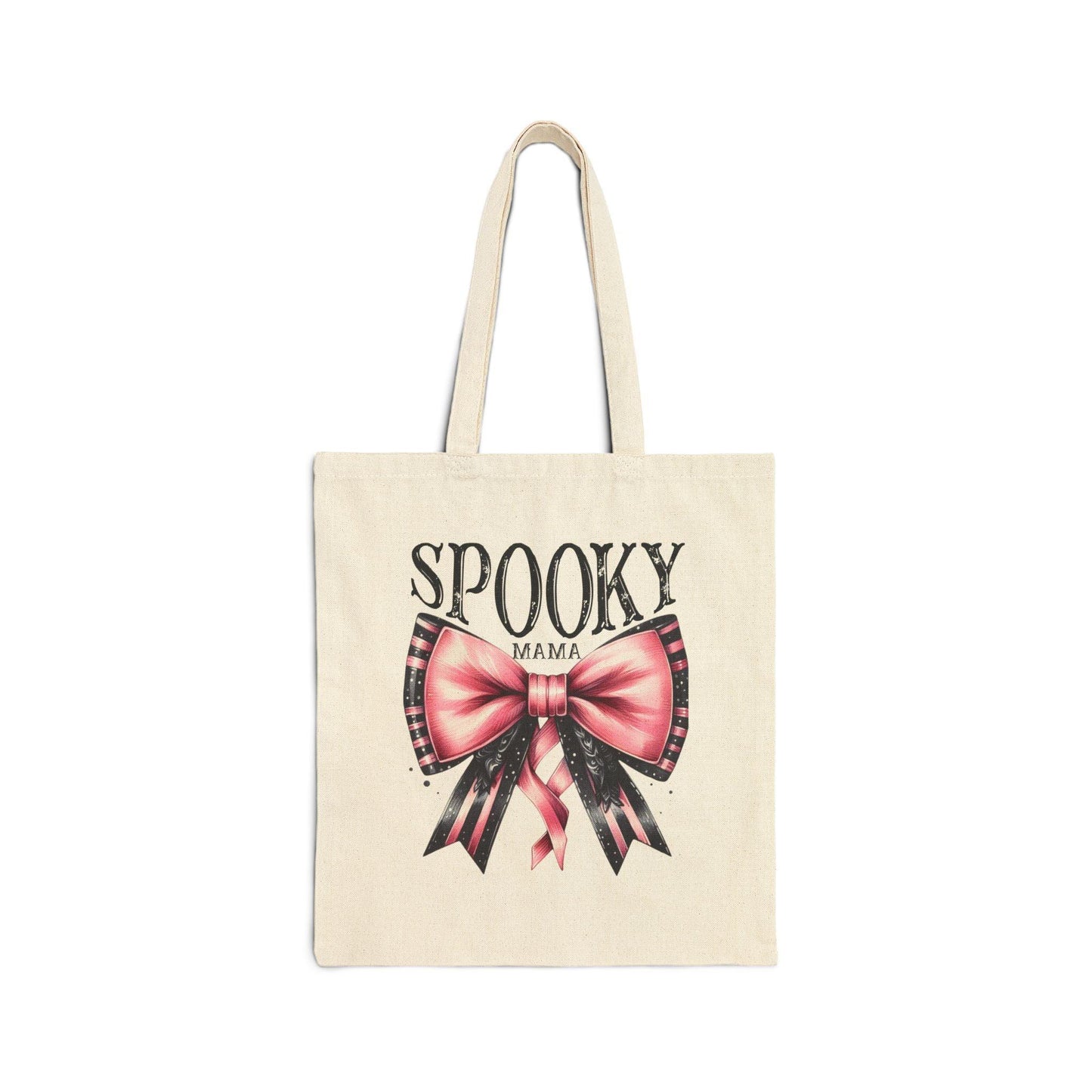 Cotton Canvas Tote Bag Coquette Style - "Spooky Mama" for Halloween