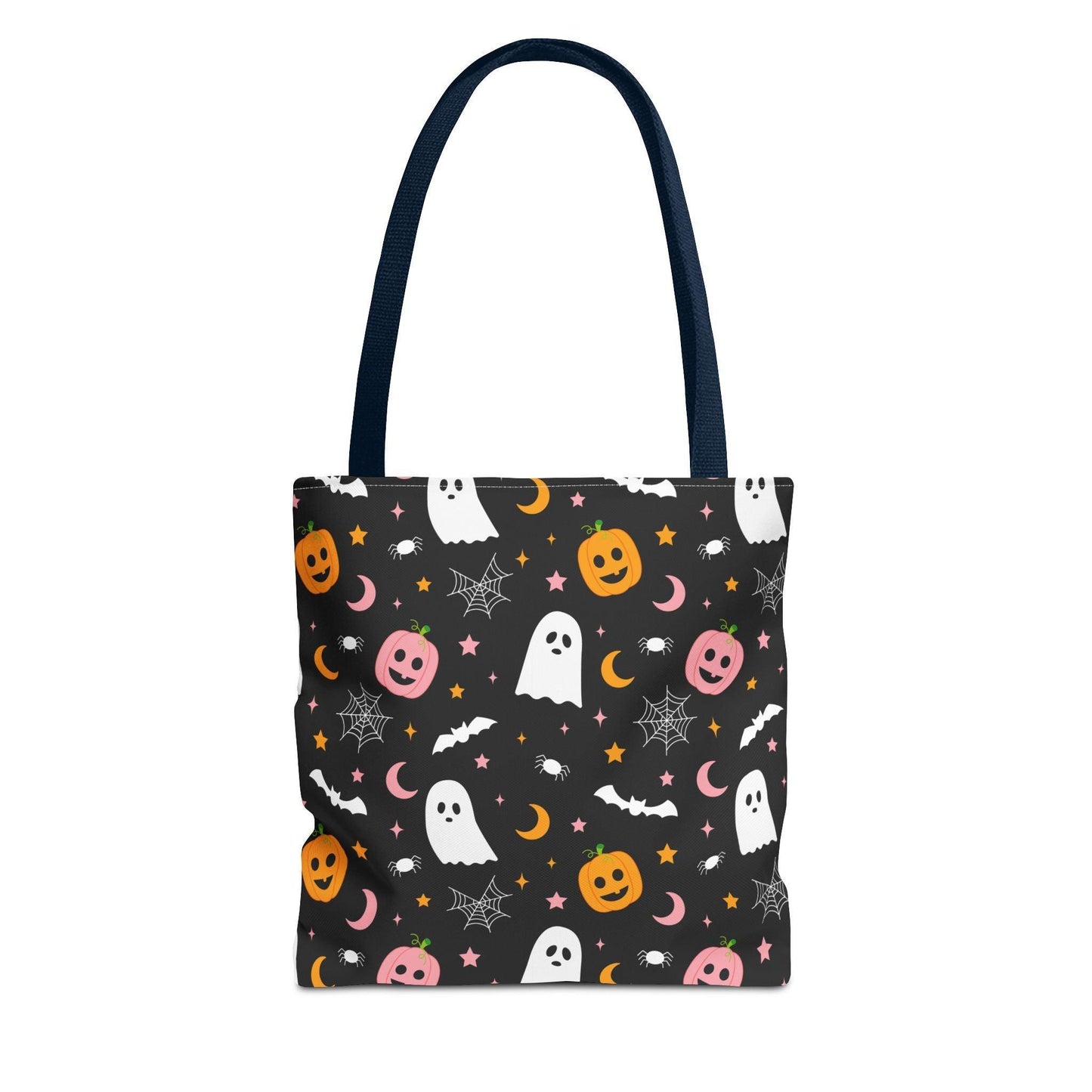 Ghosts & Pumpkins Black Tote Bag - Cosmic Creations by Karen