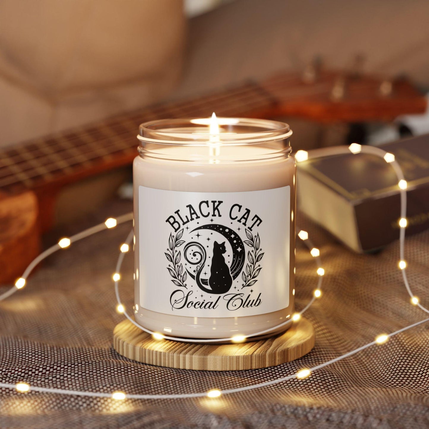 Black Cat Social Club Scented Candle (White) - Cosmic Creations by Karen