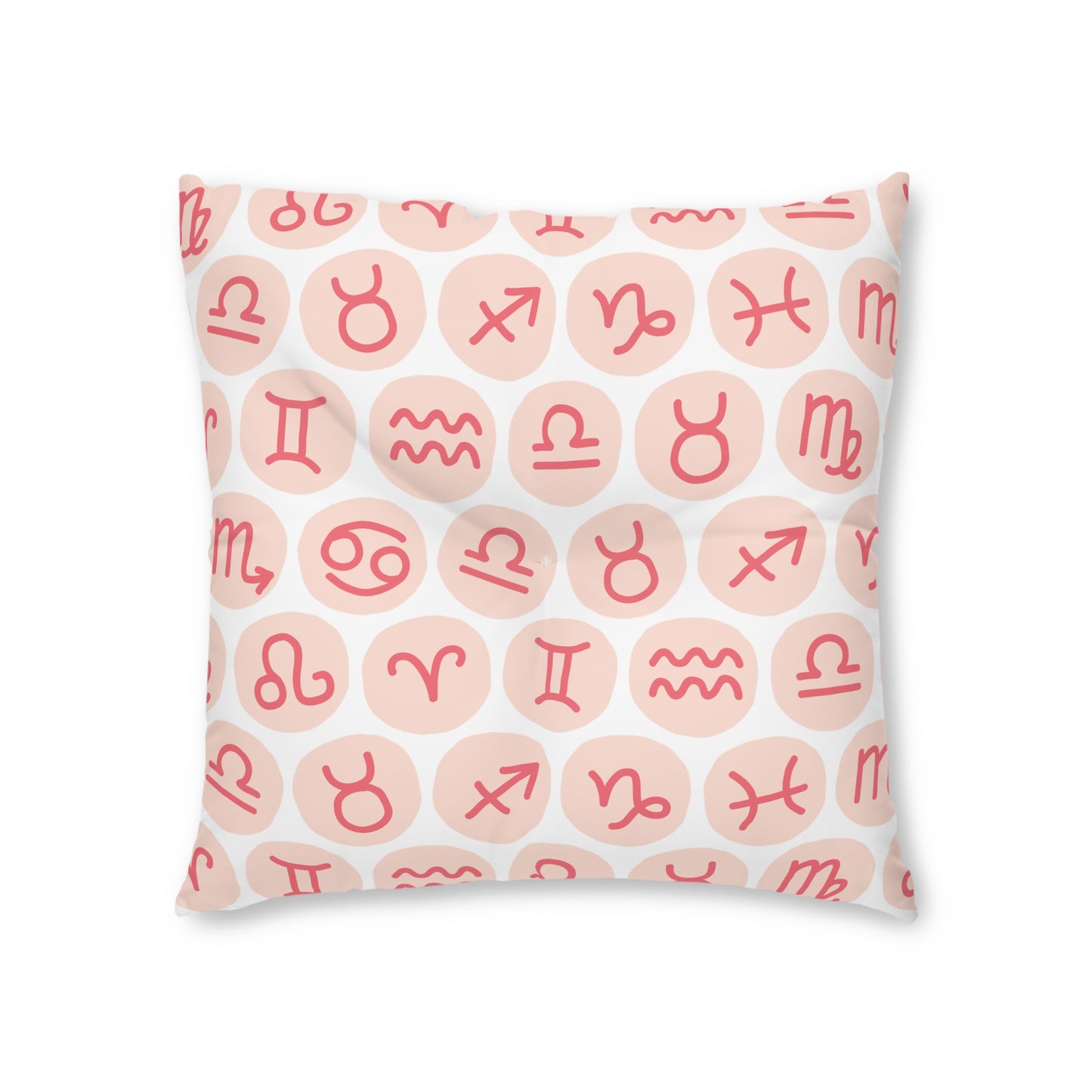 Tufted Floor Pillow, Square with Astrology Symbols Design