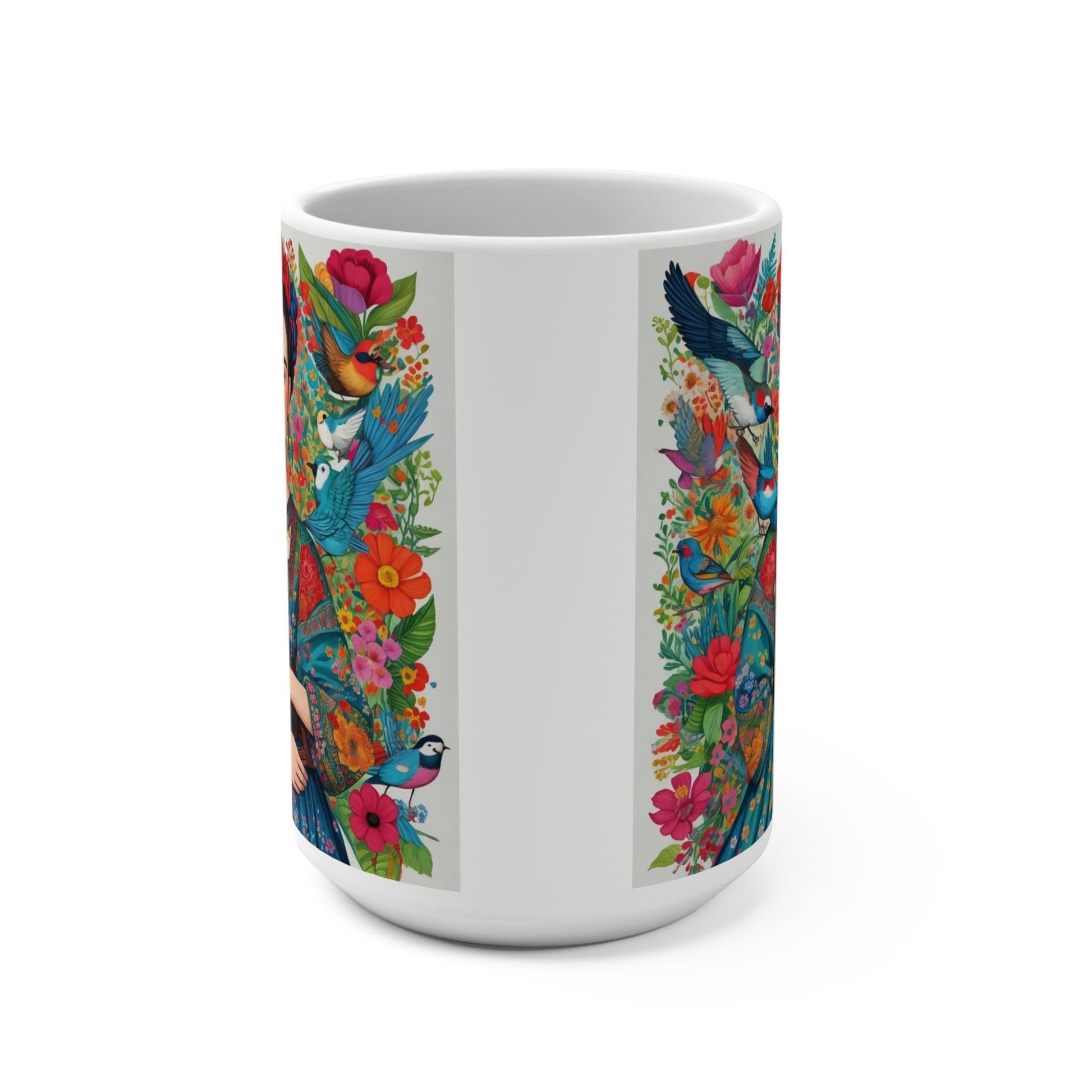 Vibrant Frida Inspired Mug Colorful Artistic Coffee Cup for a unique gift or enjoy a quiet moment - Cosmic Creations by Karen