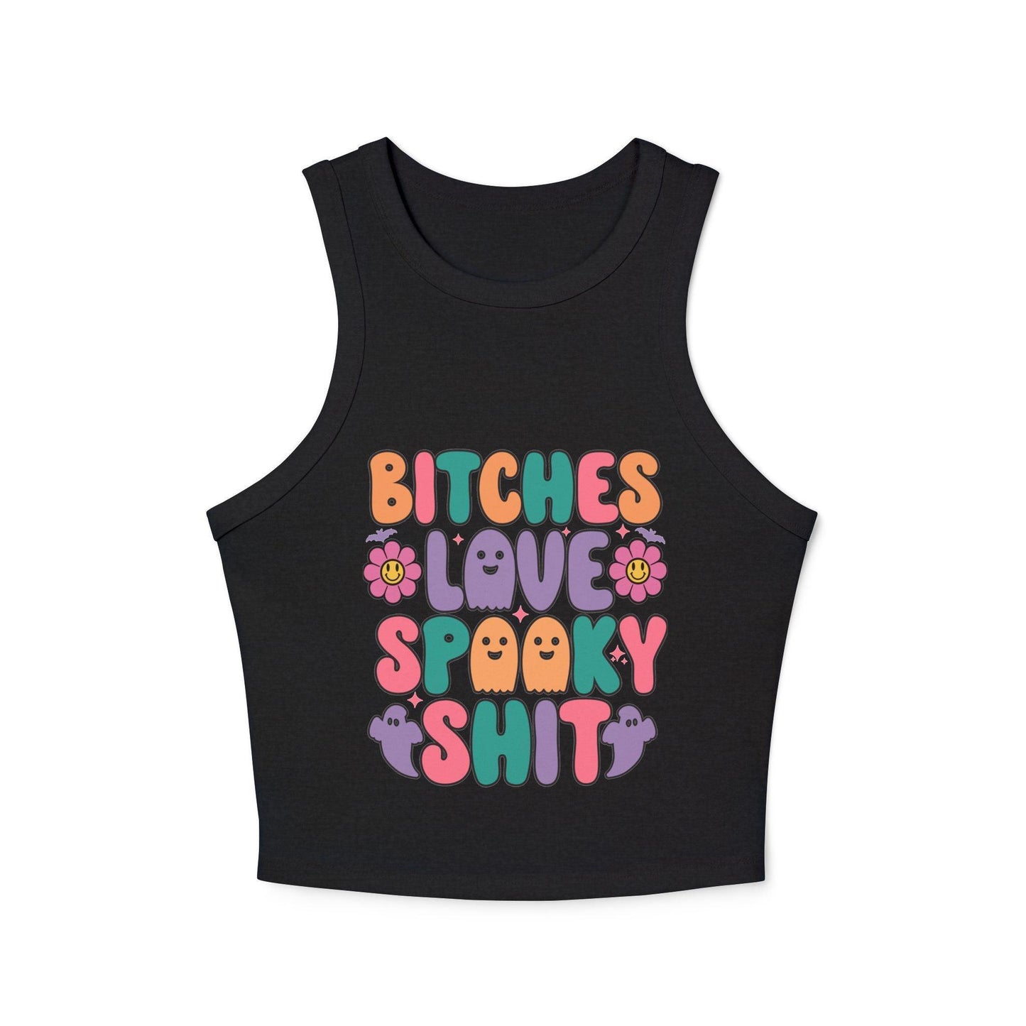 Women's  Halloween Micro Rib Racer Tank Top - "Bitches Love Spooky Shit"