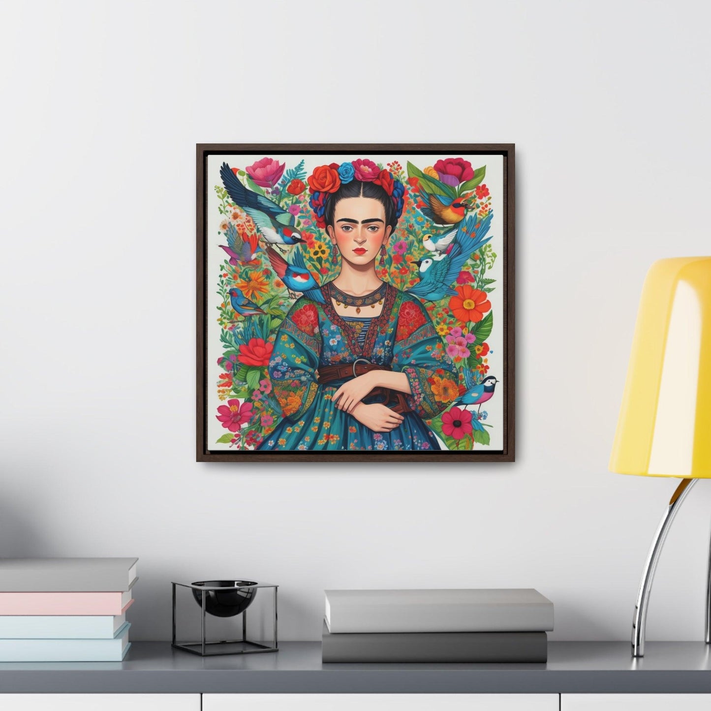 Frida Kahlo Inspired Vibrant Gallery Wrapped Canvas - Colorful Art Print - Cosmic Creations by Karen