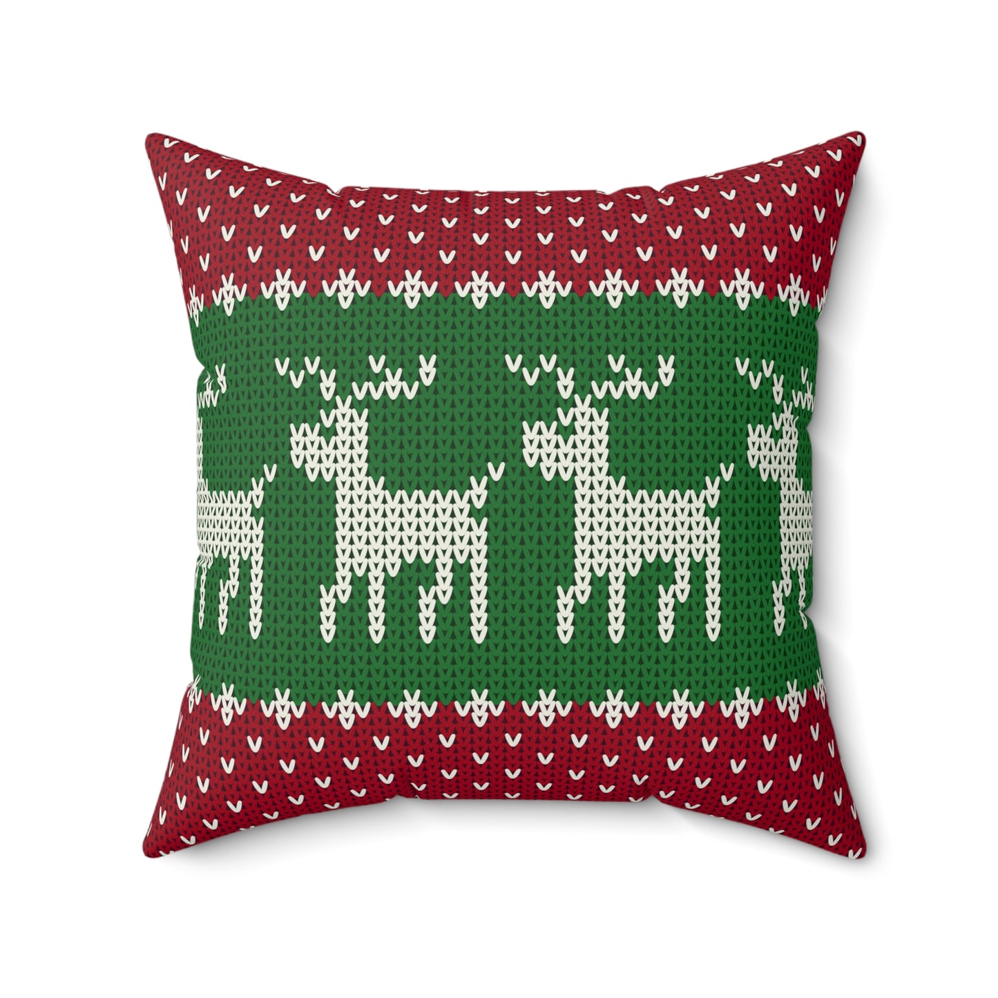 Christmas Knitted Style Reindeer Design Square Pillow