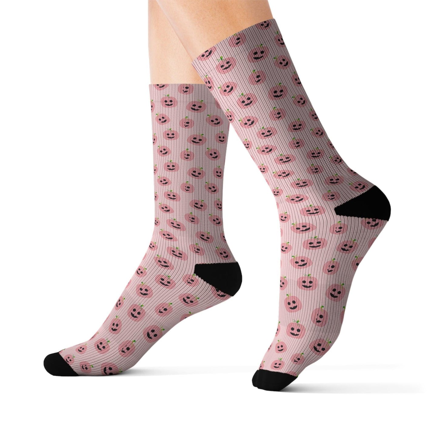 Pink Pumpkin Halloween Socks - Cosmic Creations by Karen