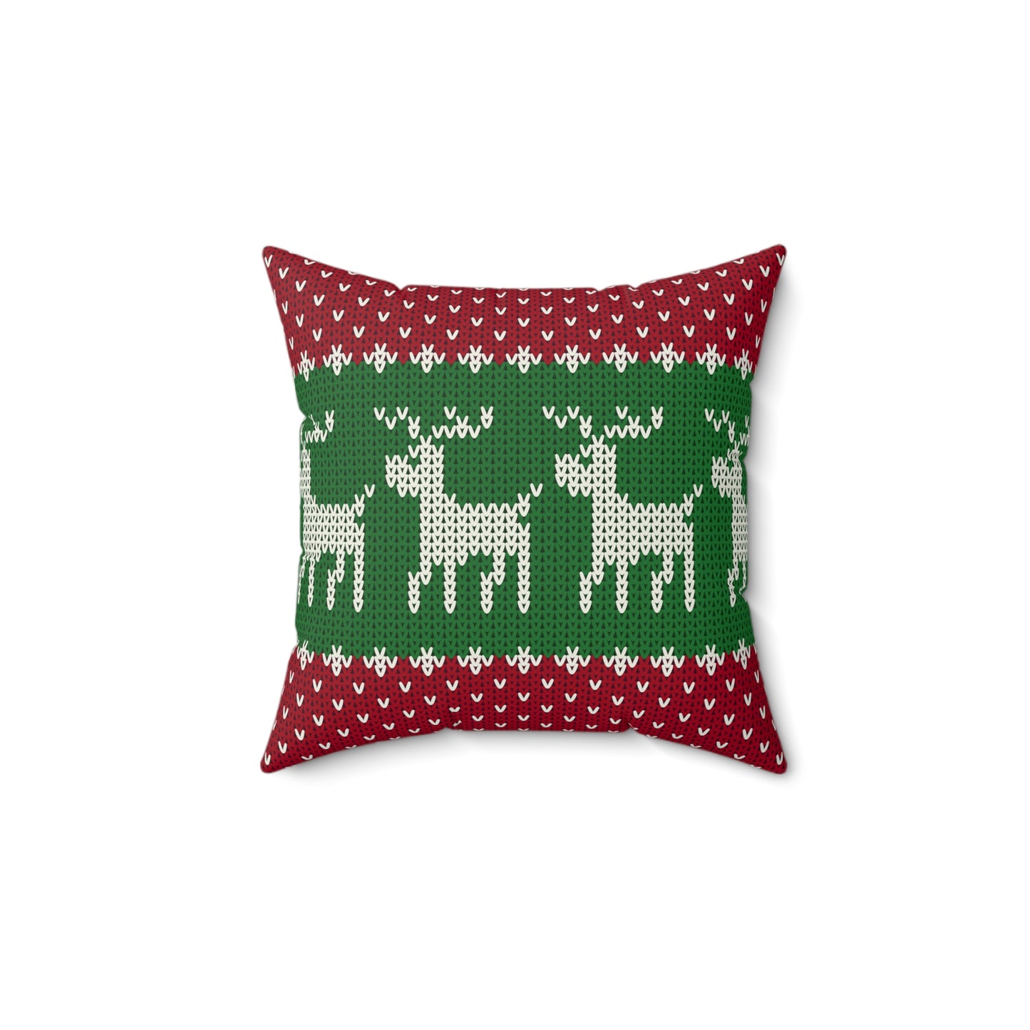 Christmas Knitted Style Reindeer Design Square Pillow