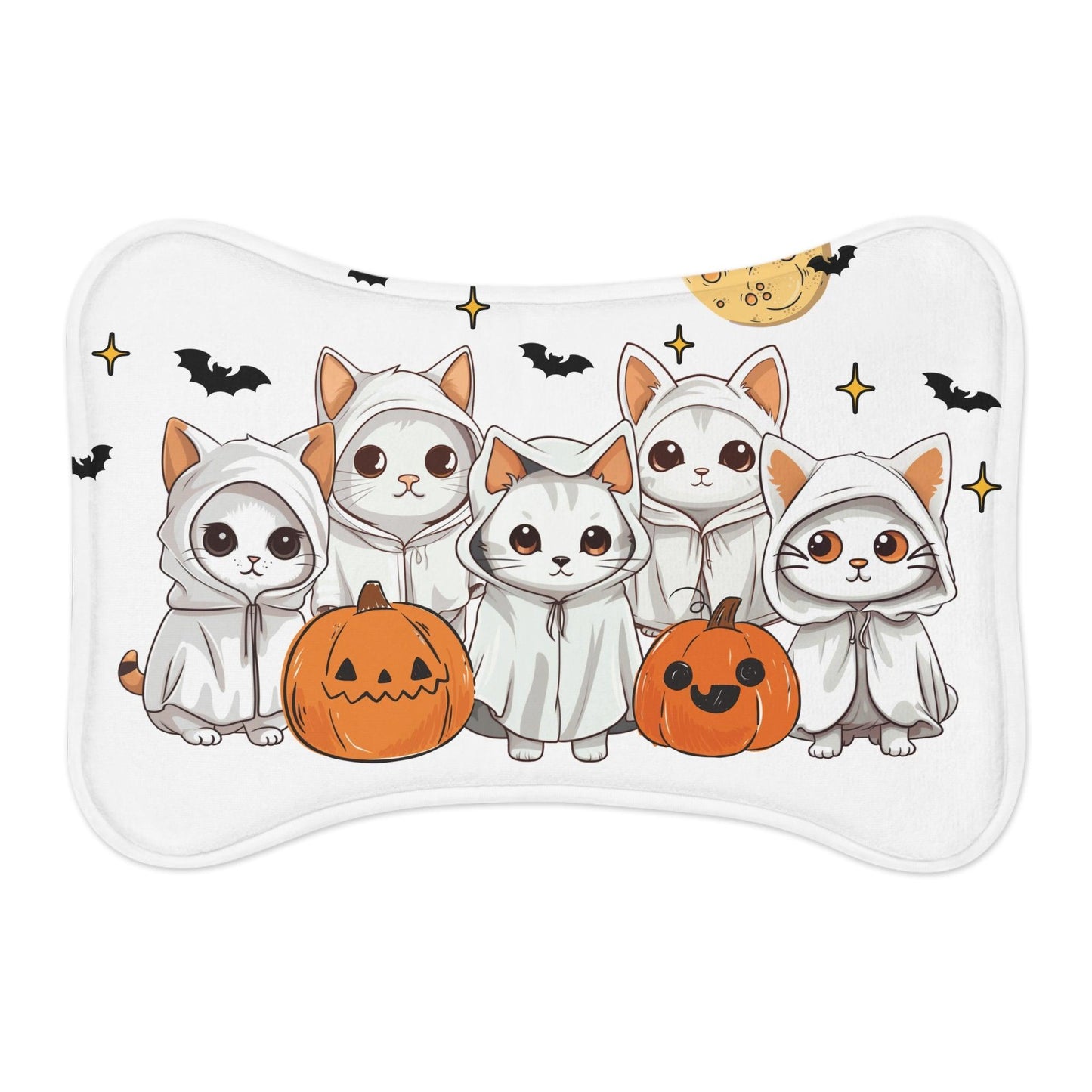 Ghostly Cats Halloween Pet Feeding Mat - Cosmic Creations by Karen