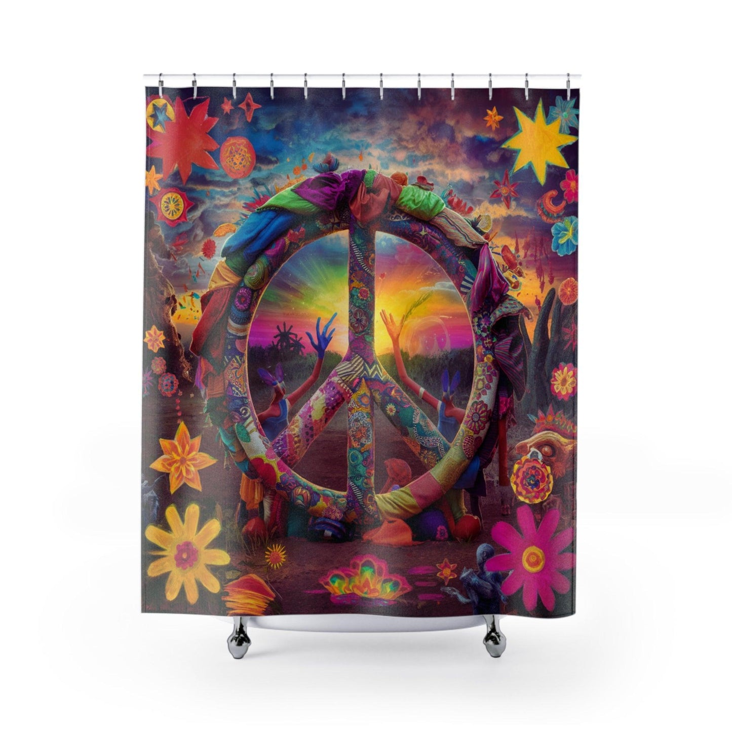 Elegant Shower Curtains Collection ( Collage Hippie Style ) - Cosmic Creations by Karen