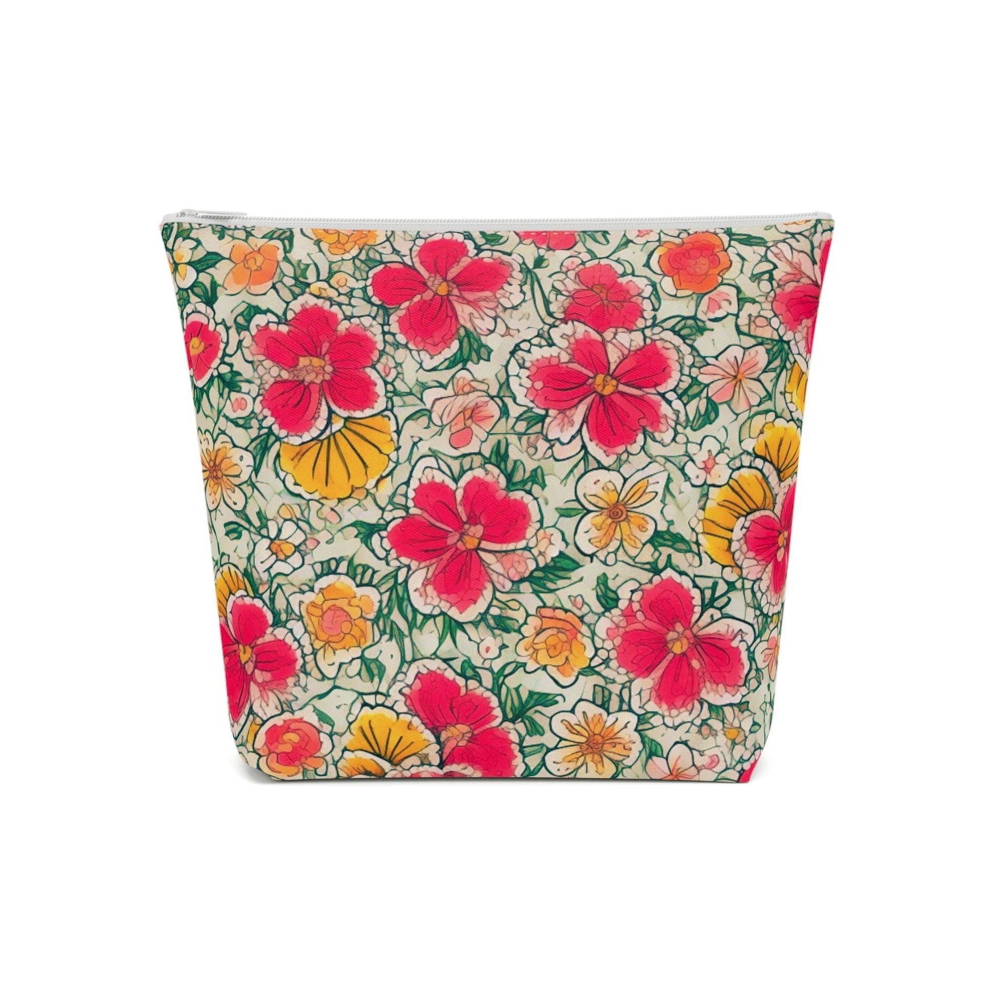 Colorful Floral Cotton Cosmetic Bag Vibrant and Stylish Makeup Bag, Perfect for Personal Use & Gifts - Cosmic Creations by Karen