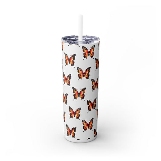 Monarch Butterfly Skinny Tumbler (with Straw, 20oz) - Cosmic Creations by Karen