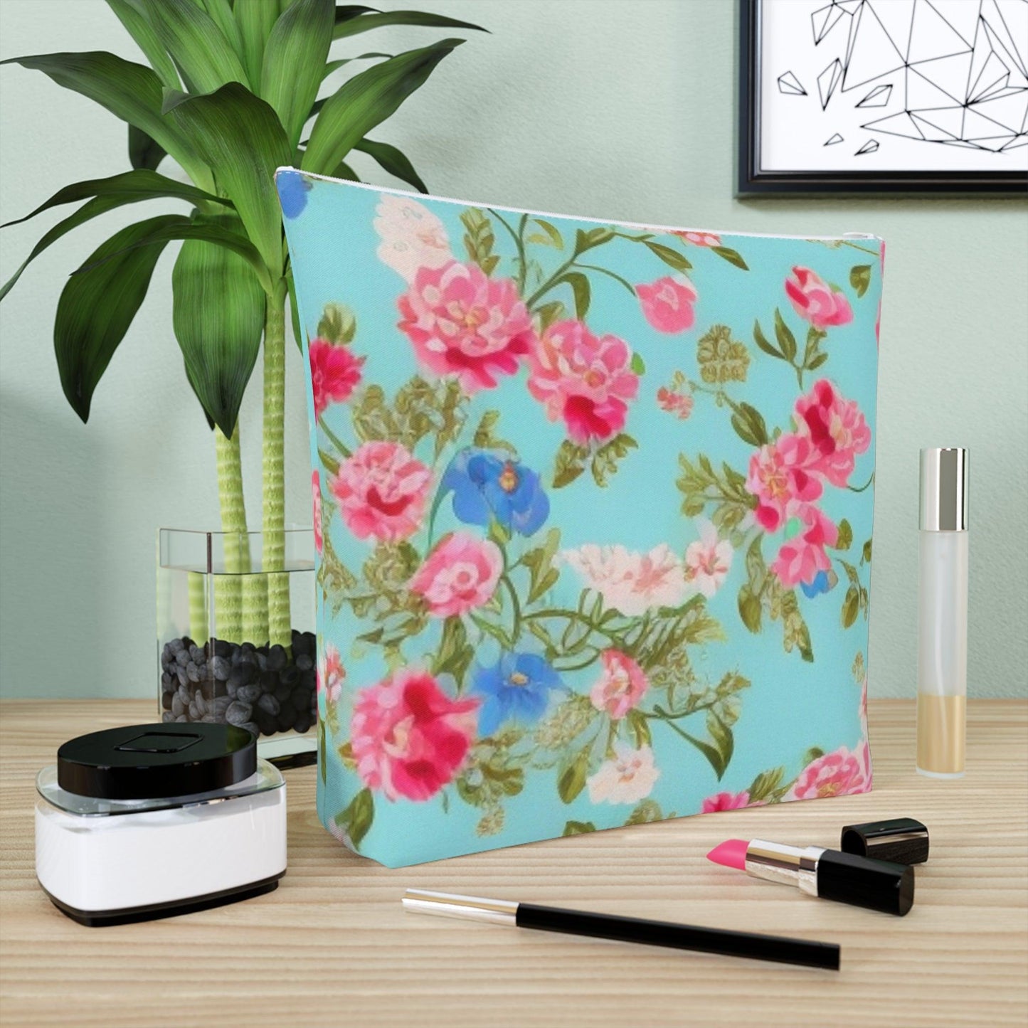 Colorful Floral Cotton Cosmetic Bag Vibrant and Stylish Makeup Bag, Perfect for Personal Use & Gifts - Cosmic Creations by Karen