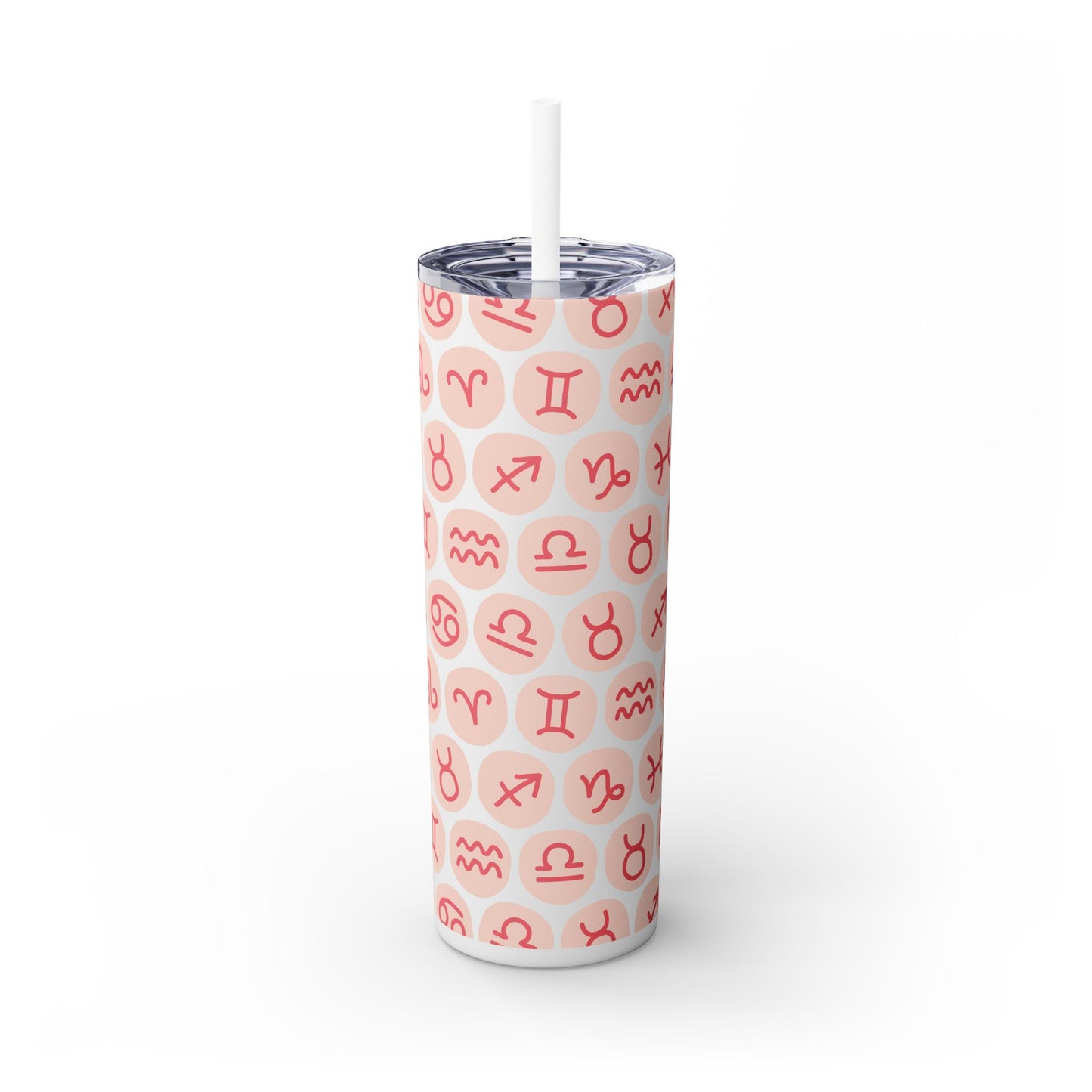 Astrology Symbols Design Skinny Tumbler with Straw, 20oz