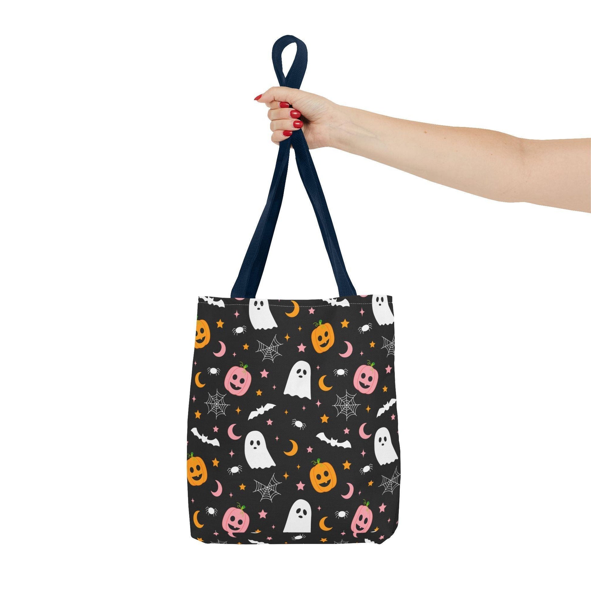 Ghosts & Pumpkins Black Tote Bag - Cosmic Creations by Karen