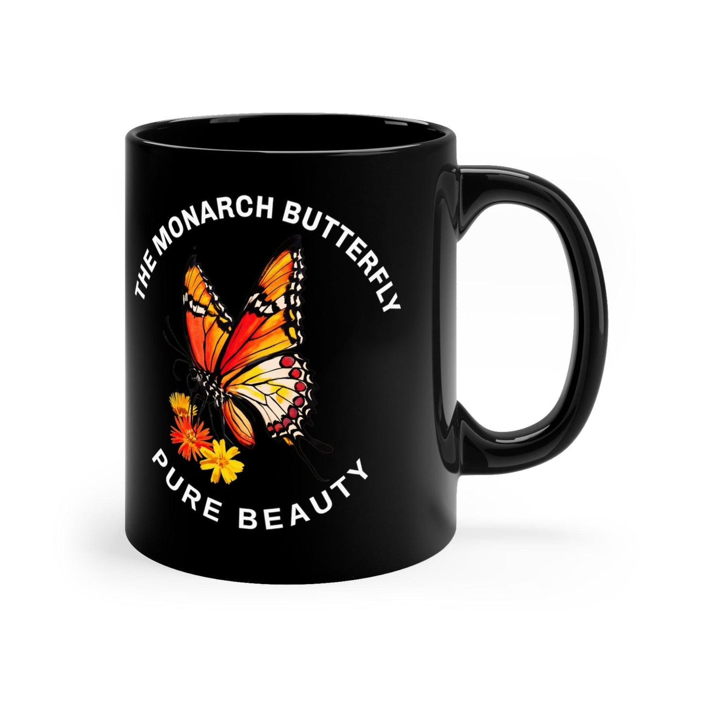 Monarch Butterfly Elegance Black Coffee Mug, 11oz - Cosmic Creations by Karen