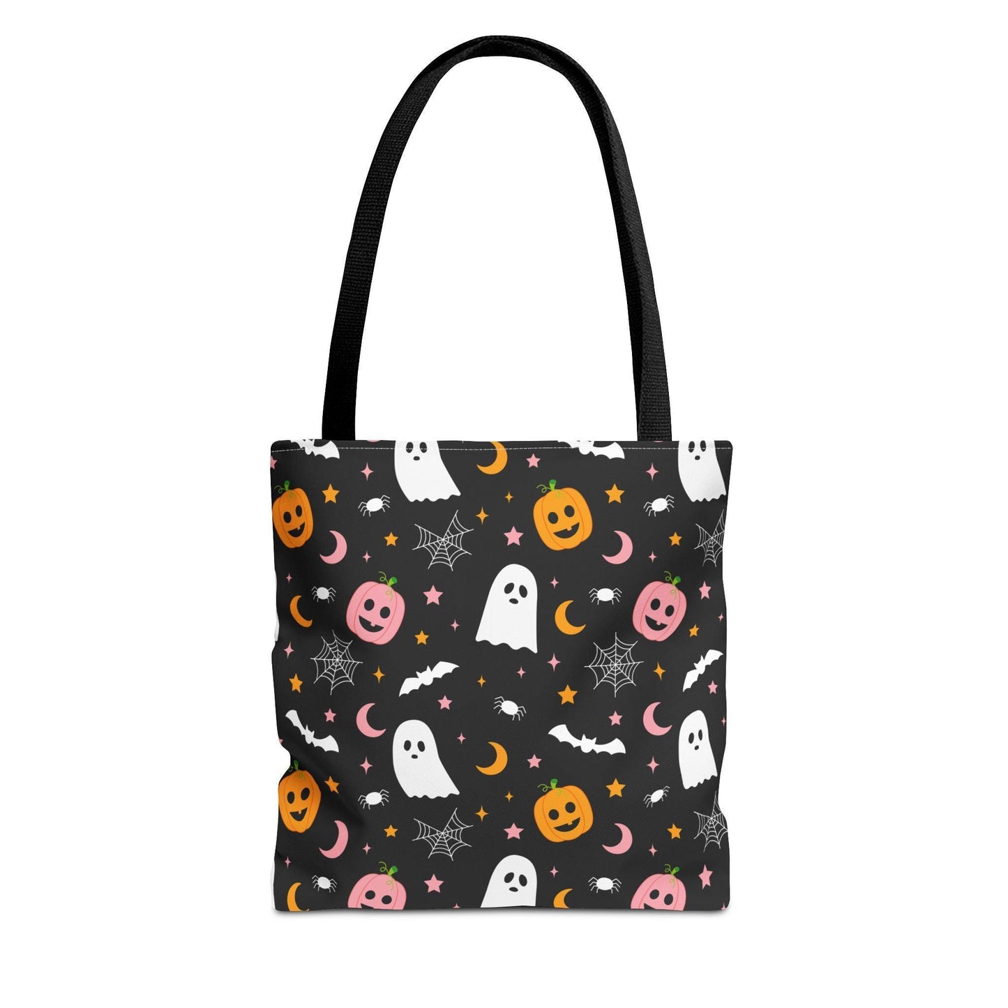 Ghosts & Pumpkins Black Tote Bag - Cosmic Creations by Karen