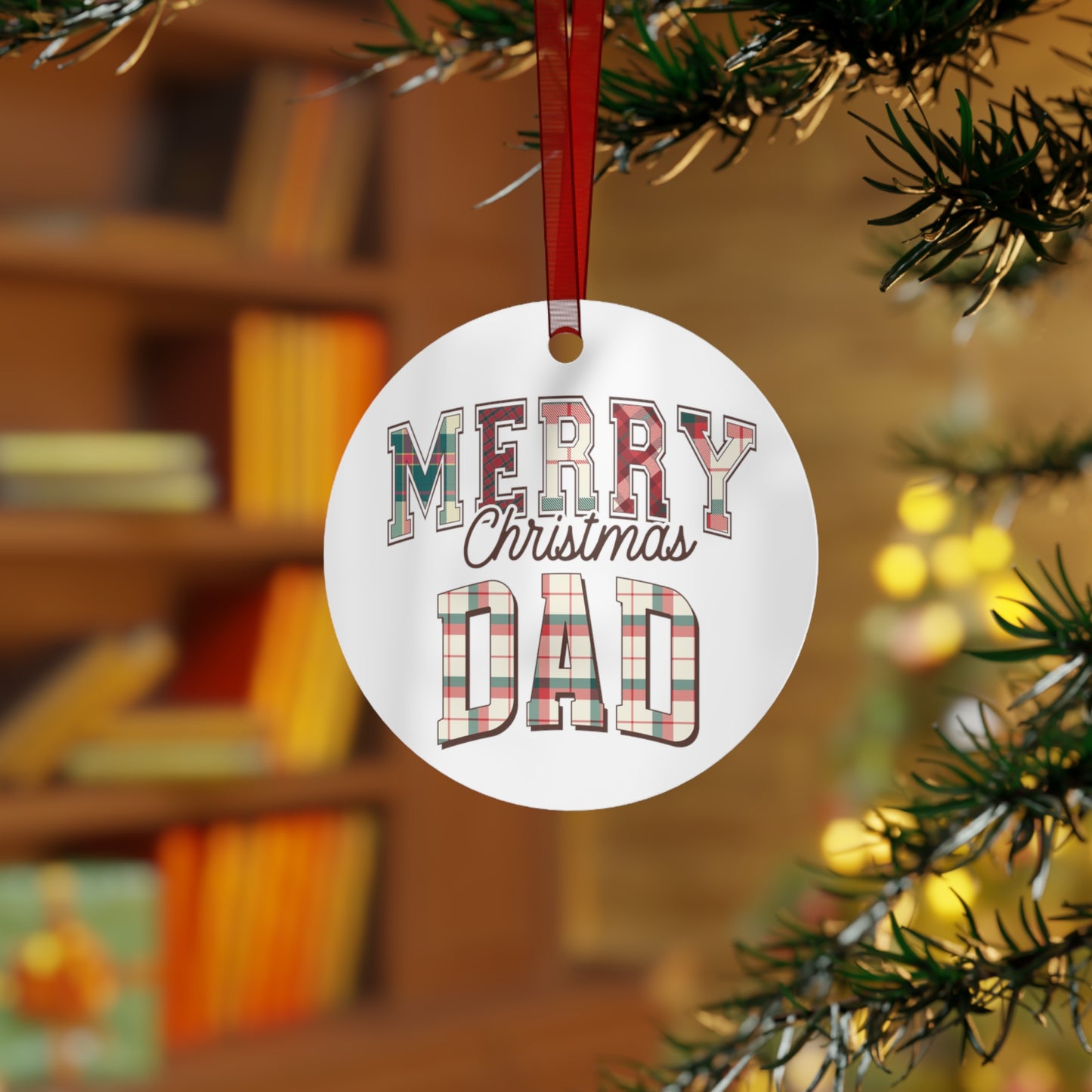 Christmas  Customizable Round Metal Ornament for Dad