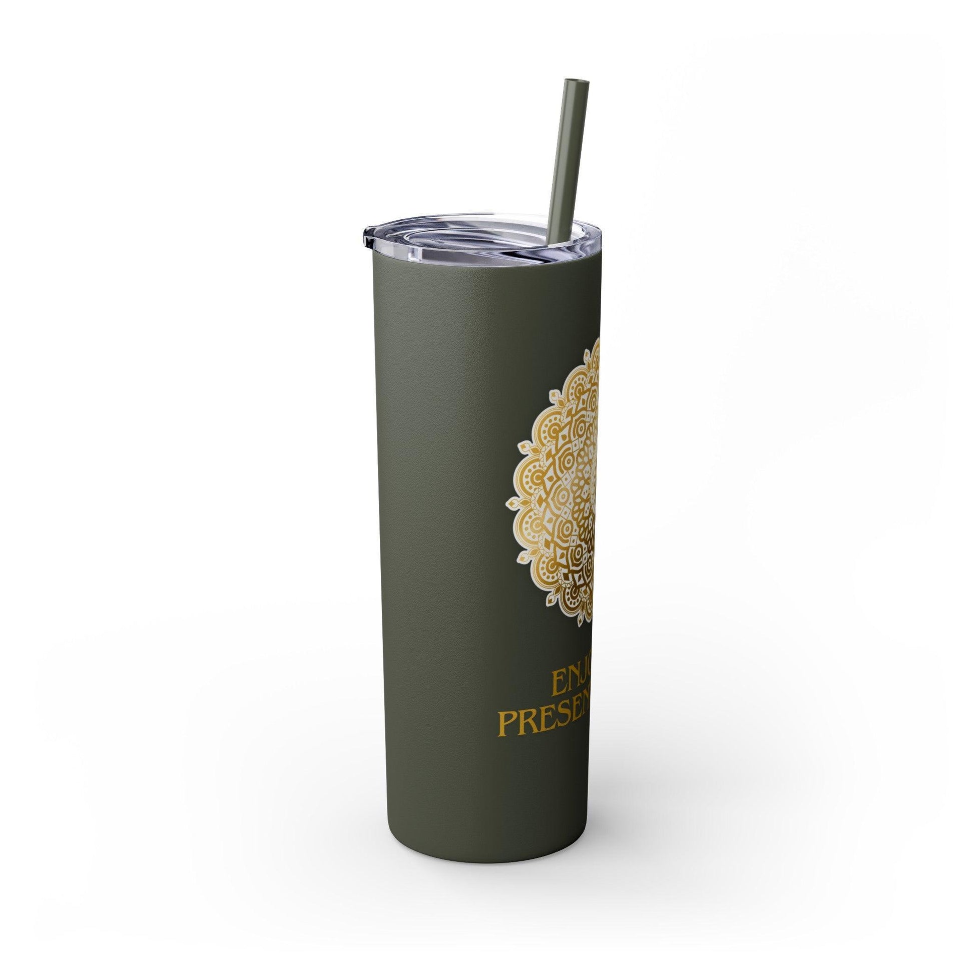 Enjoy the Present Moment & Be Grateful Skinny Tumbler, 20oz - Cosmic Creations by Karen