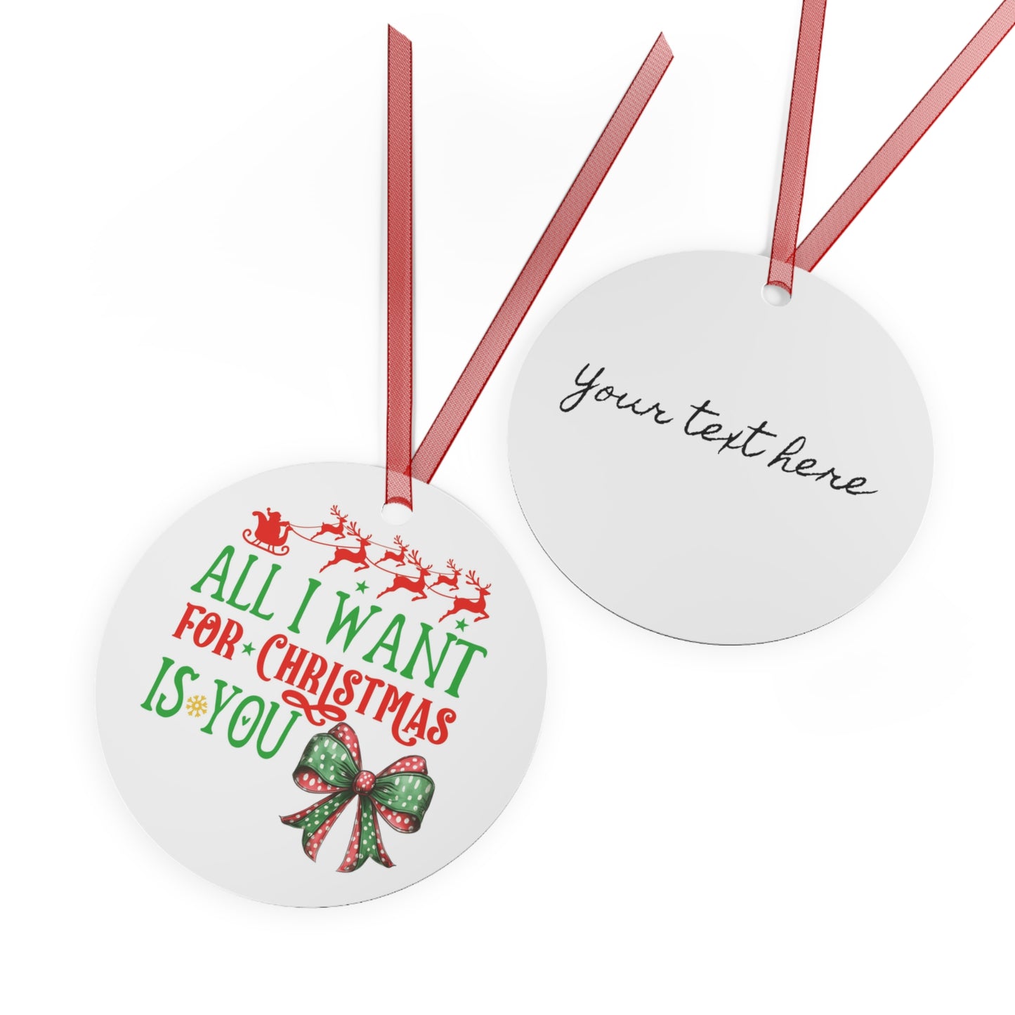 Christmas  Customizable Round Metal Ornament with Love Message