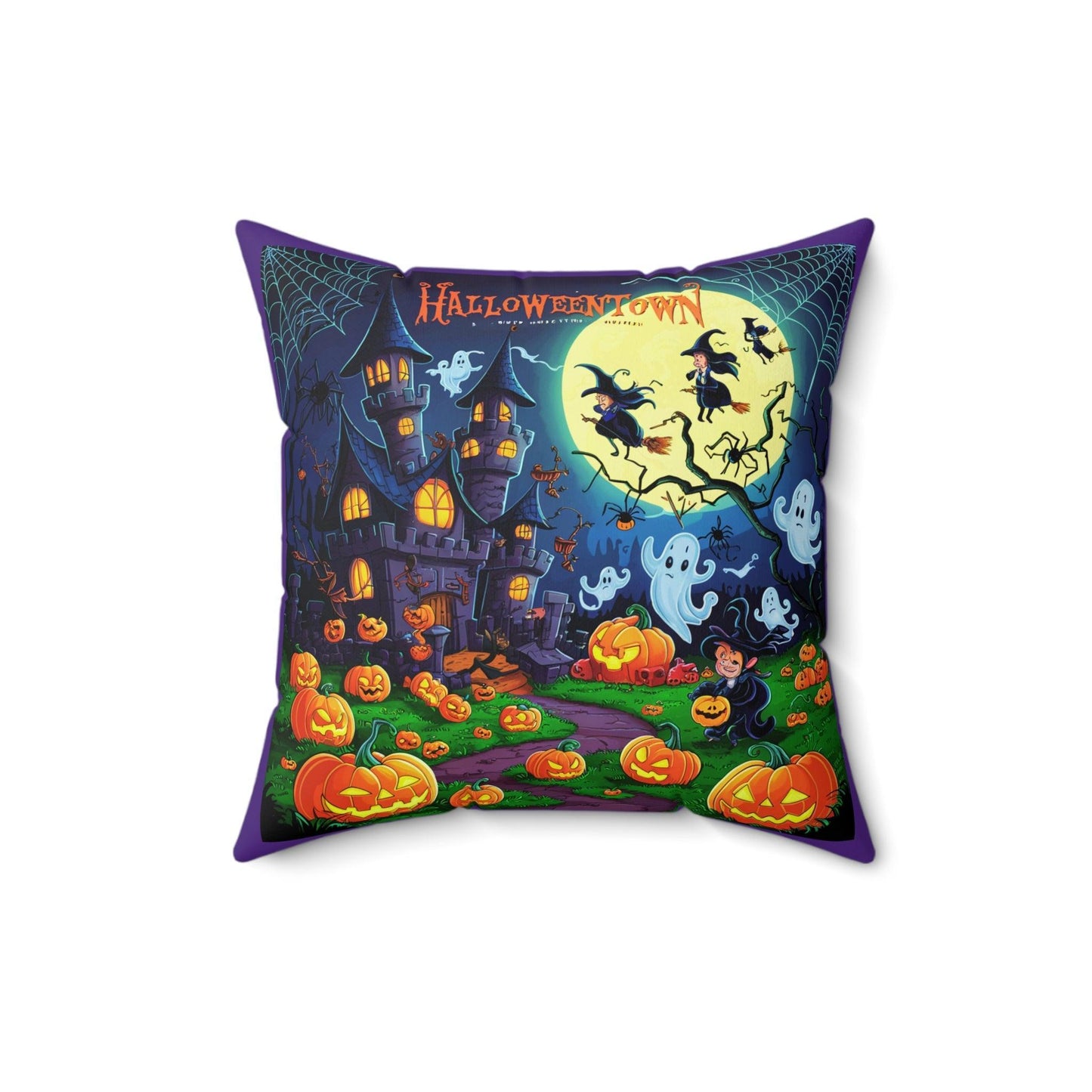 Halloween Town Purple Spun Polyester Pillow - Cosmic Creations by Karen