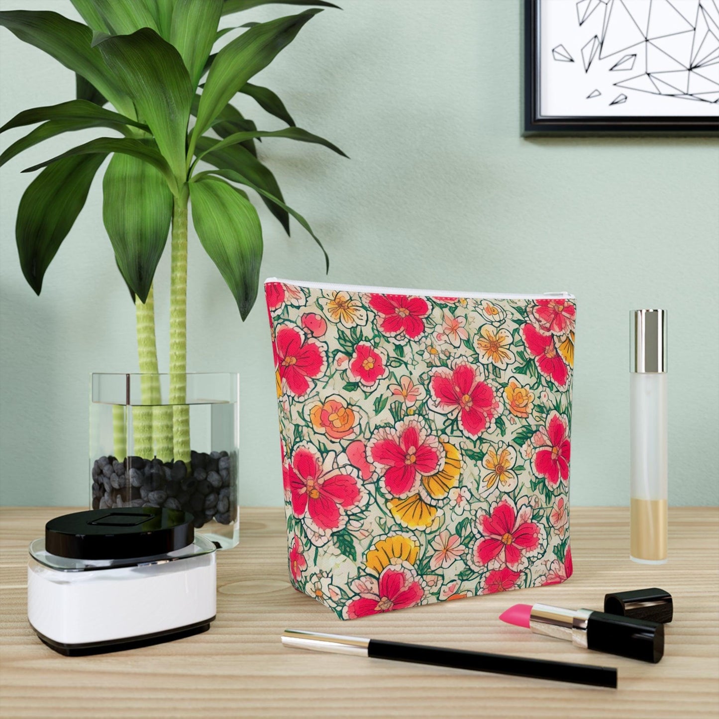 Colorful Floral Cotton Cosmetic Bag Vibrant and Stylish Makeup Bag, Perfect for Personal Use & Gifts - Cosmic Creations by Karen