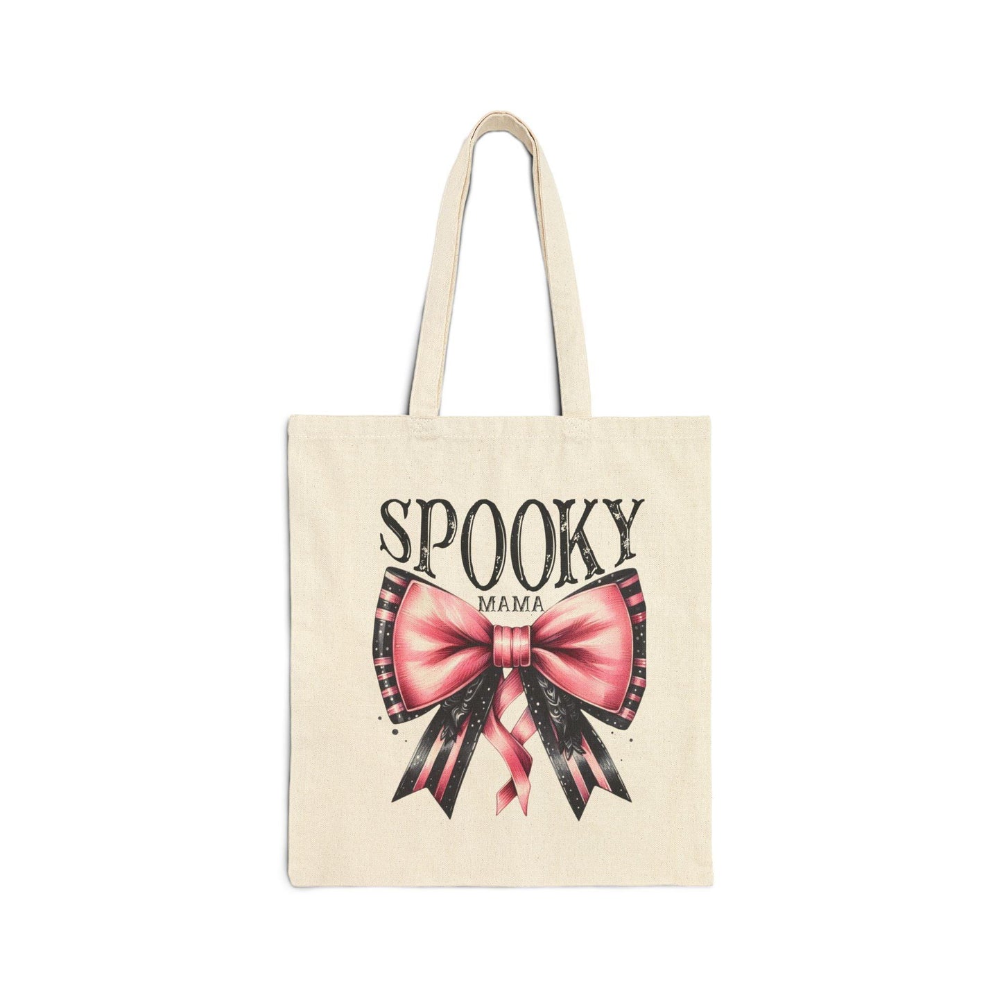 Cotton Canvas Tote Bag Coquette Style - "Spooky Mama" for Halloween