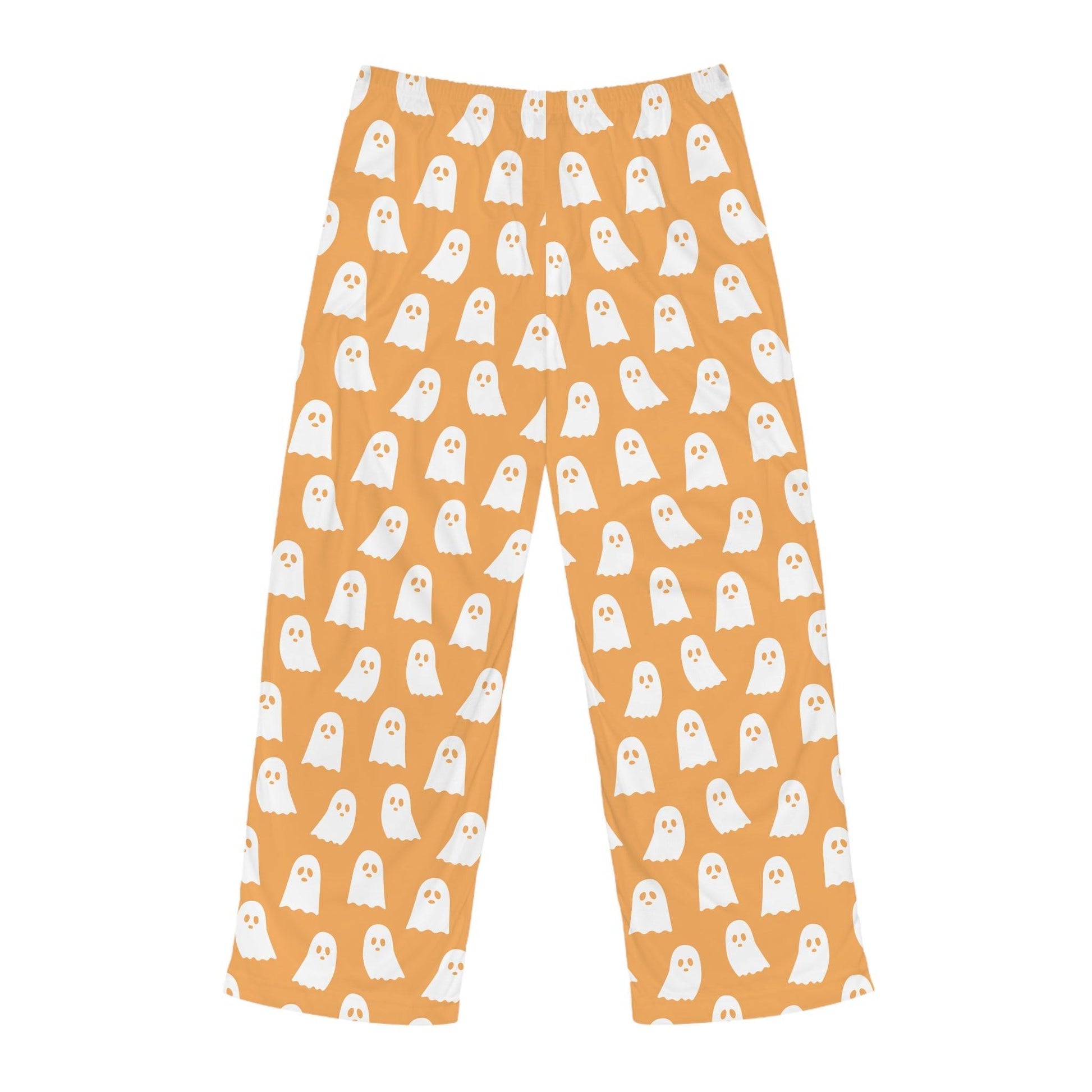 Orange Ghost Pajama Pants for Men - Cosmic Creations by Karen