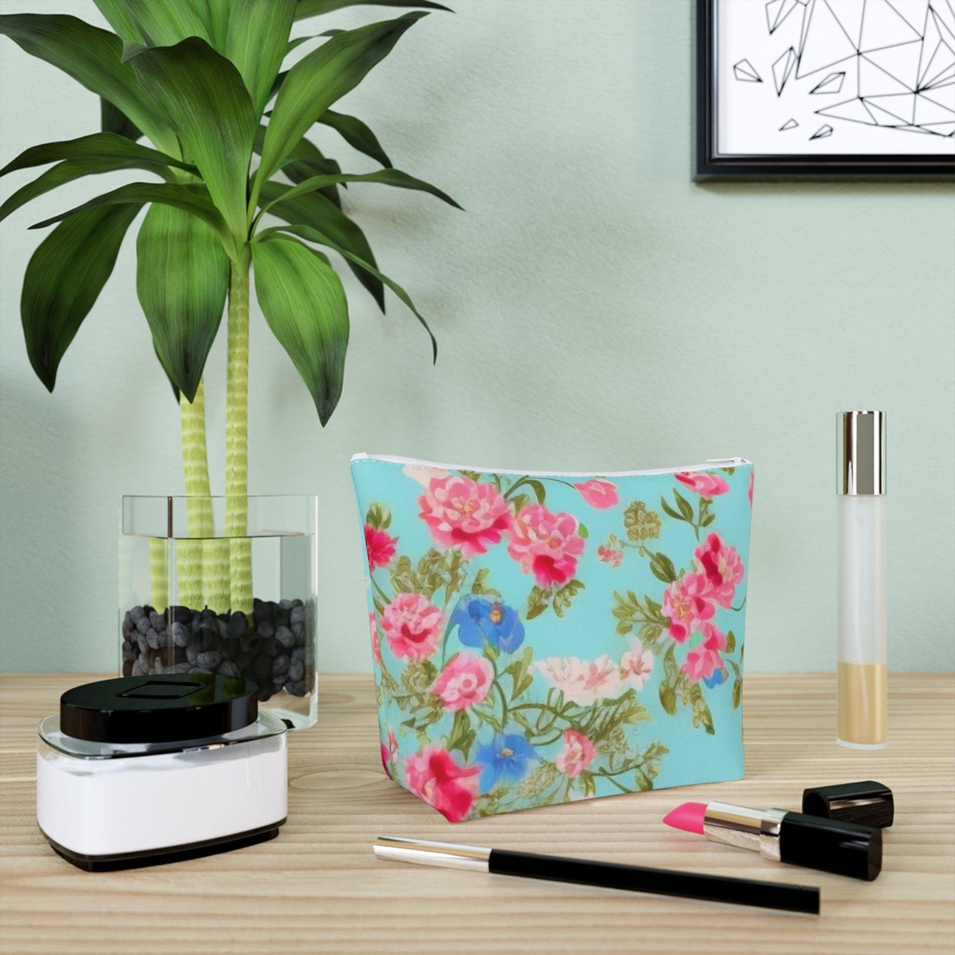 Colorful Floral Cotton Cosmetic Bag Vibrant and Stylish Makeup Bag, Perfect for Personal Use & Gifts - Cosmic Creations by Karen