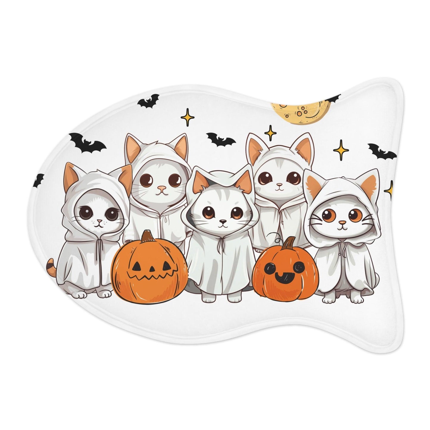 Ghostly Cats Halloween Pet Feeding Mat - Cosmic Creations by Karen