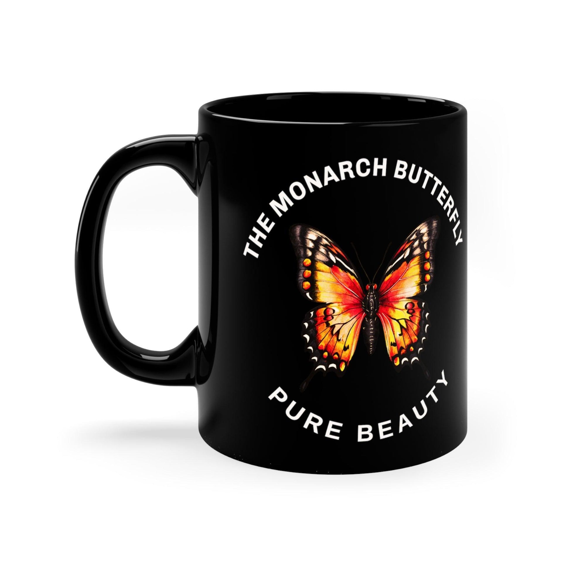 Monarch Butterfly Elegance Black Coffee Mug, 11oz - Cosmic Creations by Karen