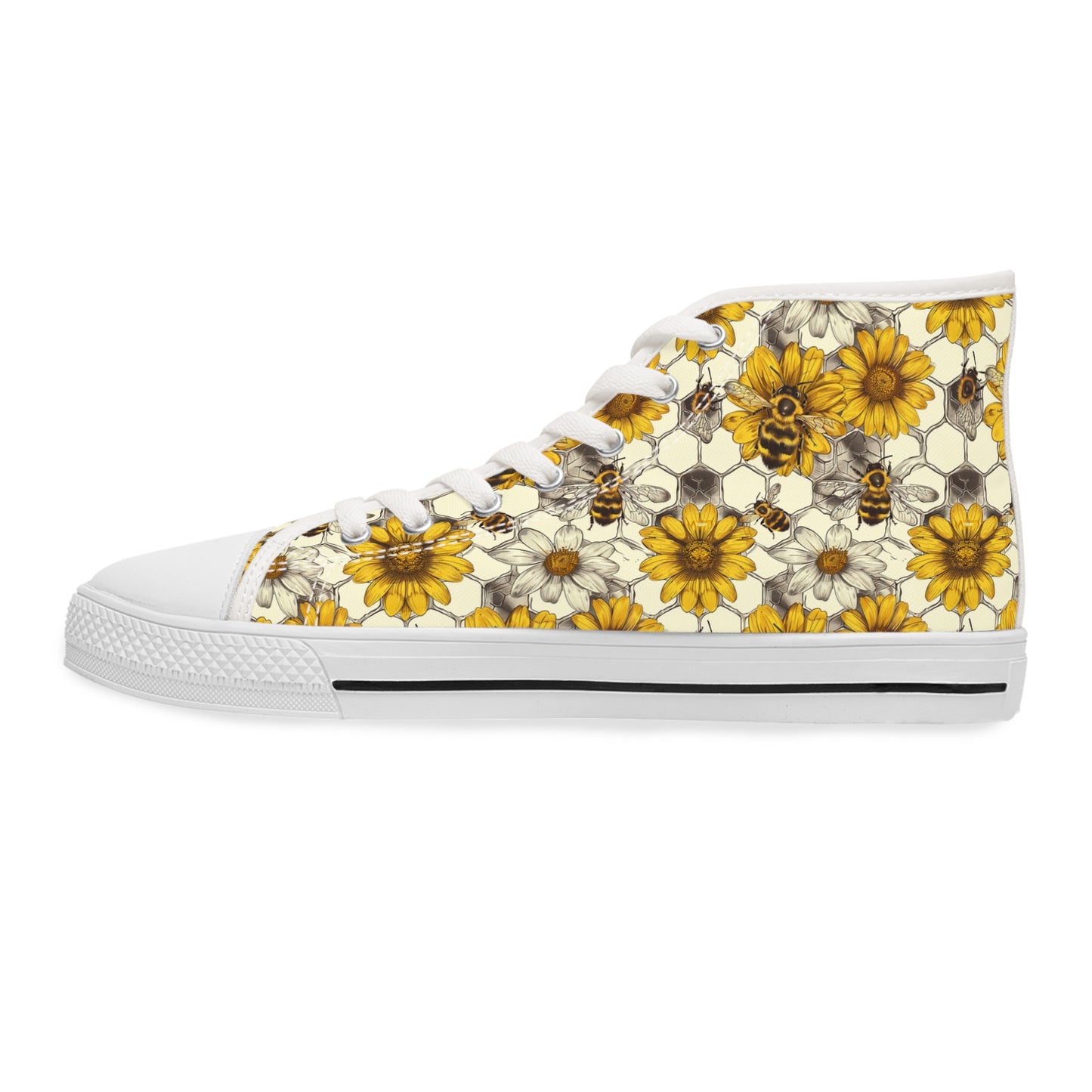 Awesome Bees and flowers Design High Top Sneakers