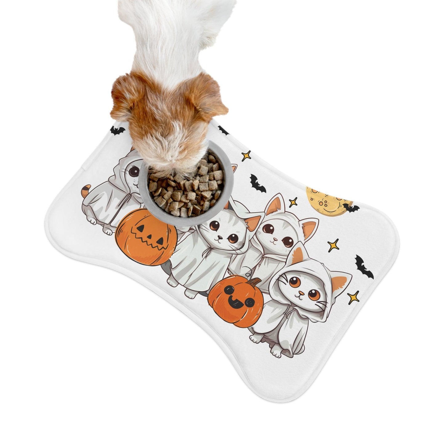 Ghostly Cats Halloween Pet Feeding Mat - Cosmic Creations by Karen