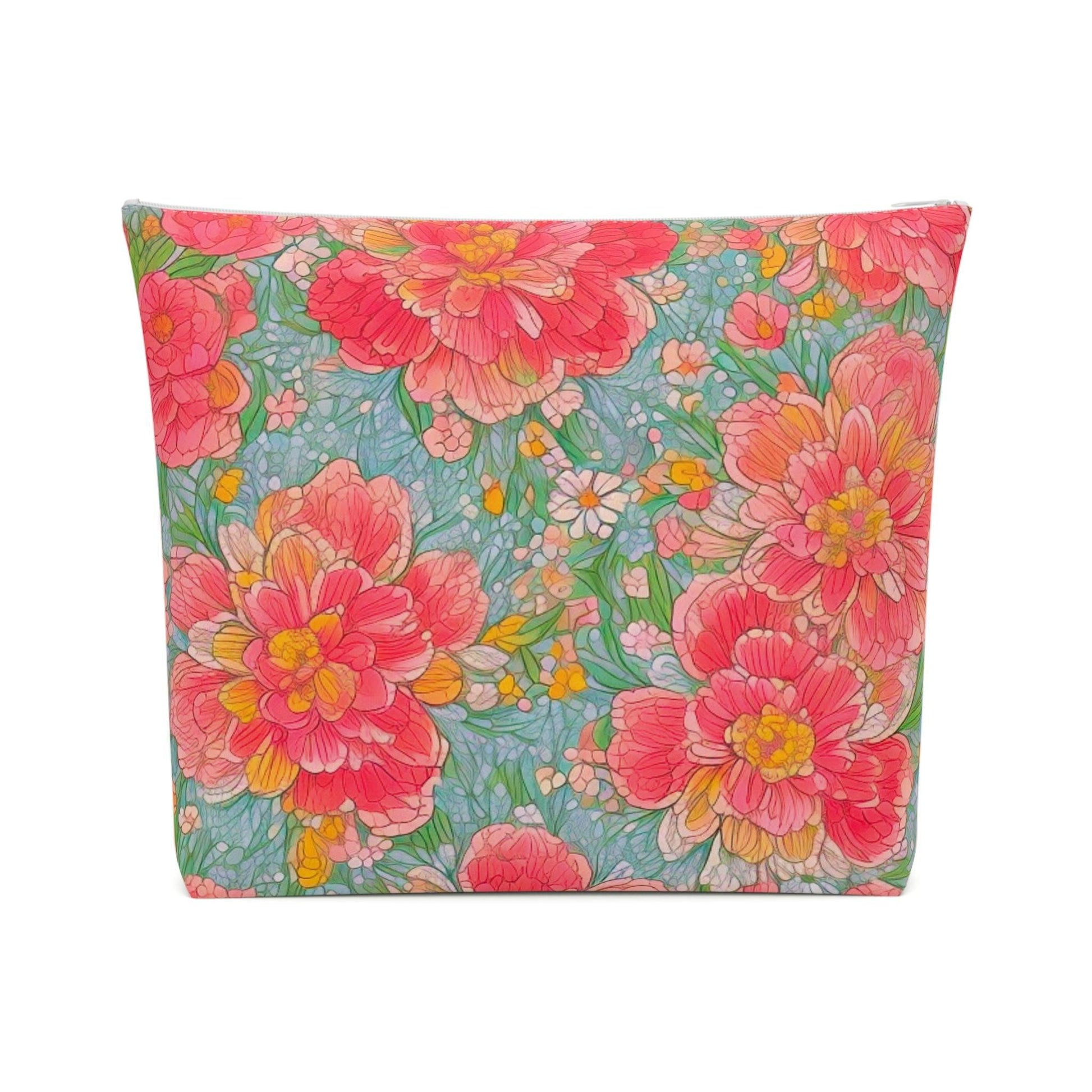 Colorful Floral Cotton Cosmetic Bag Vibrant and Stylish Makeup Bag, Perfect for Personal Use & Gifts - Cosmic Creations by Karen