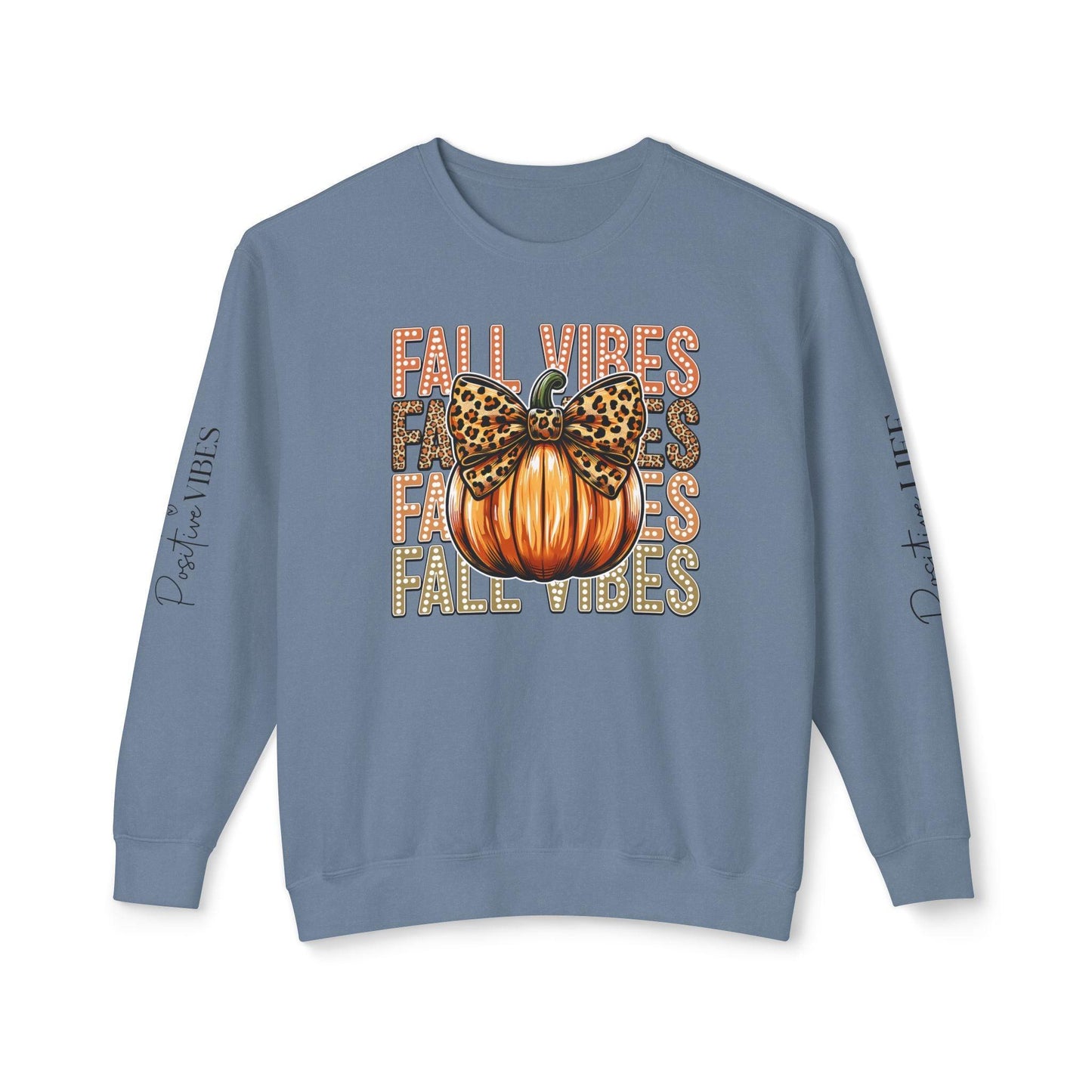 Fall Vibes Coquette Crewneck Sweatshirt  with an amazing design and the text " Positives Vibes " in both sleeves